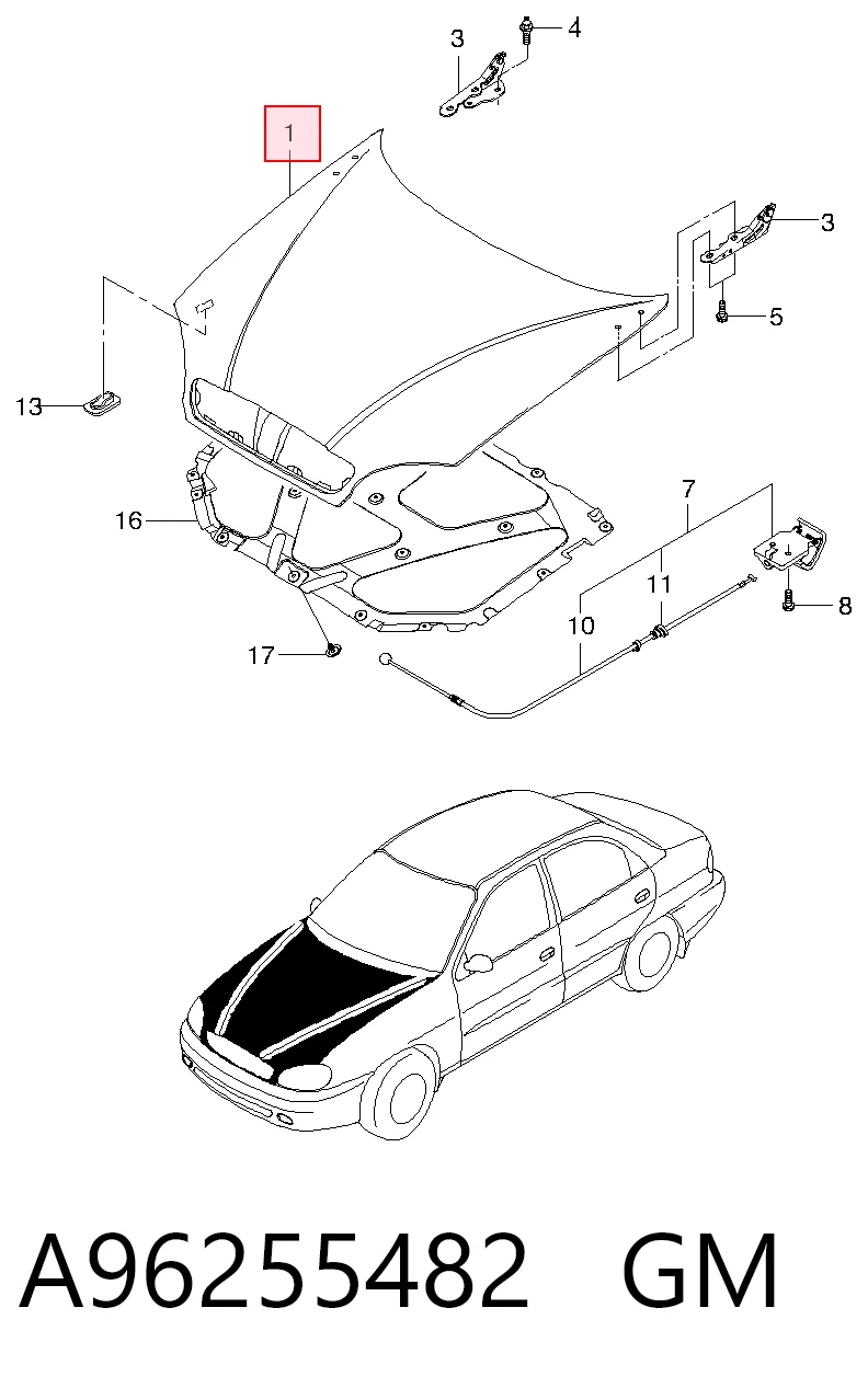 Капот на Daewoo Lanos  KLAT