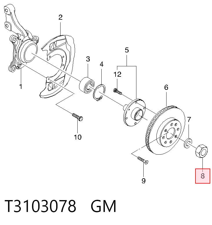 Гайка маточини передньої Opel 94515437 ціна, від 2.02 USD