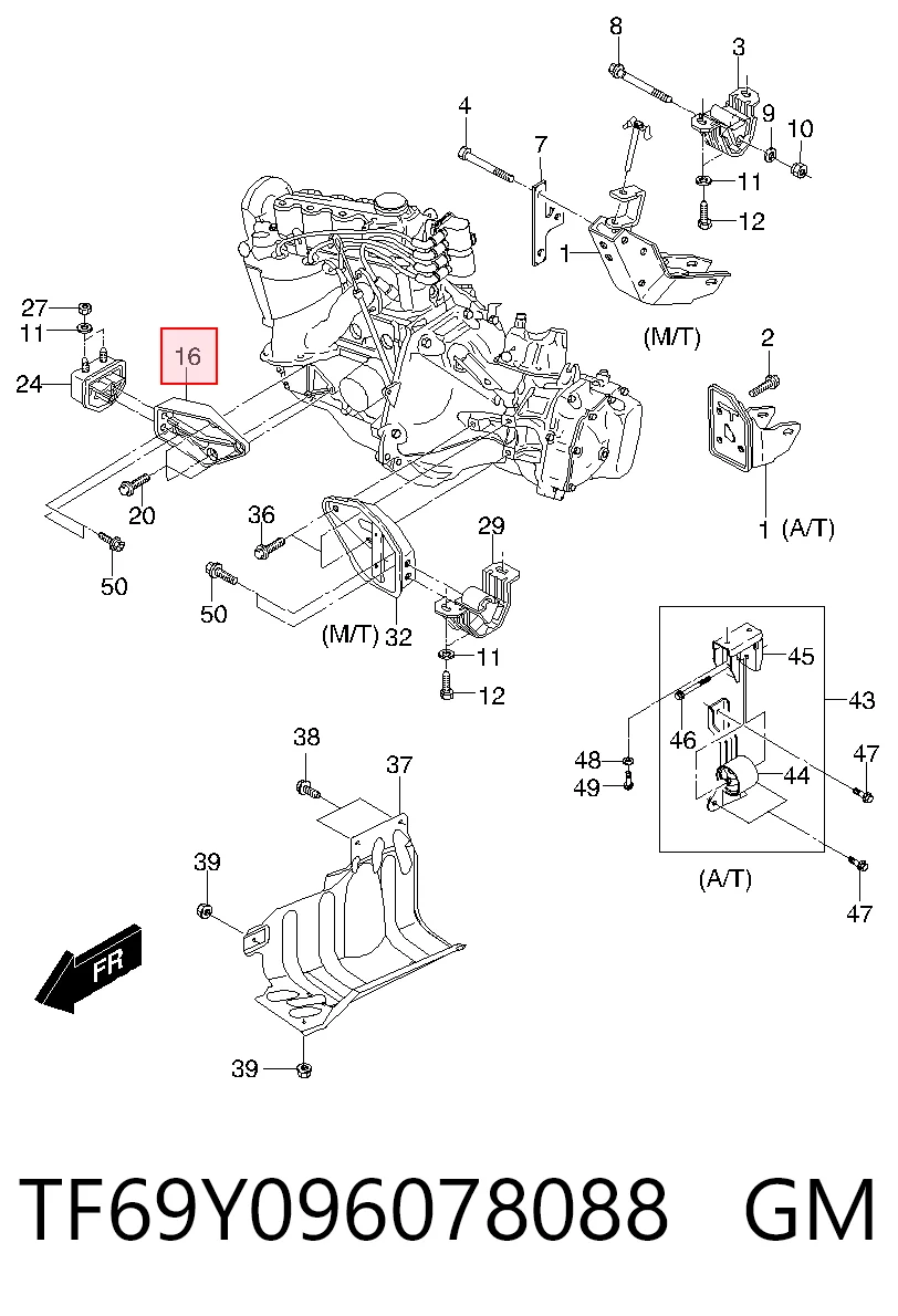 TF69Y096078088 ZAZ Кронштейн подушки (опори) двигуна, правої