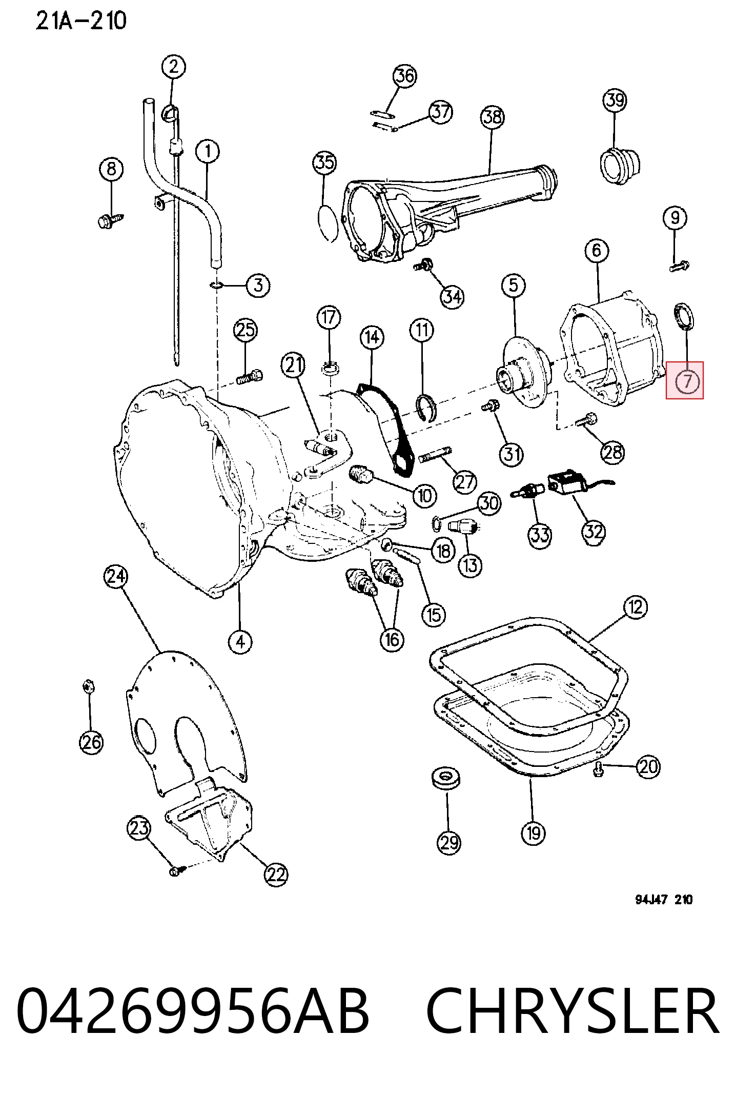 04269956AB Chrysler Сальник АКПП/КПП, вихідного/вторинного вала