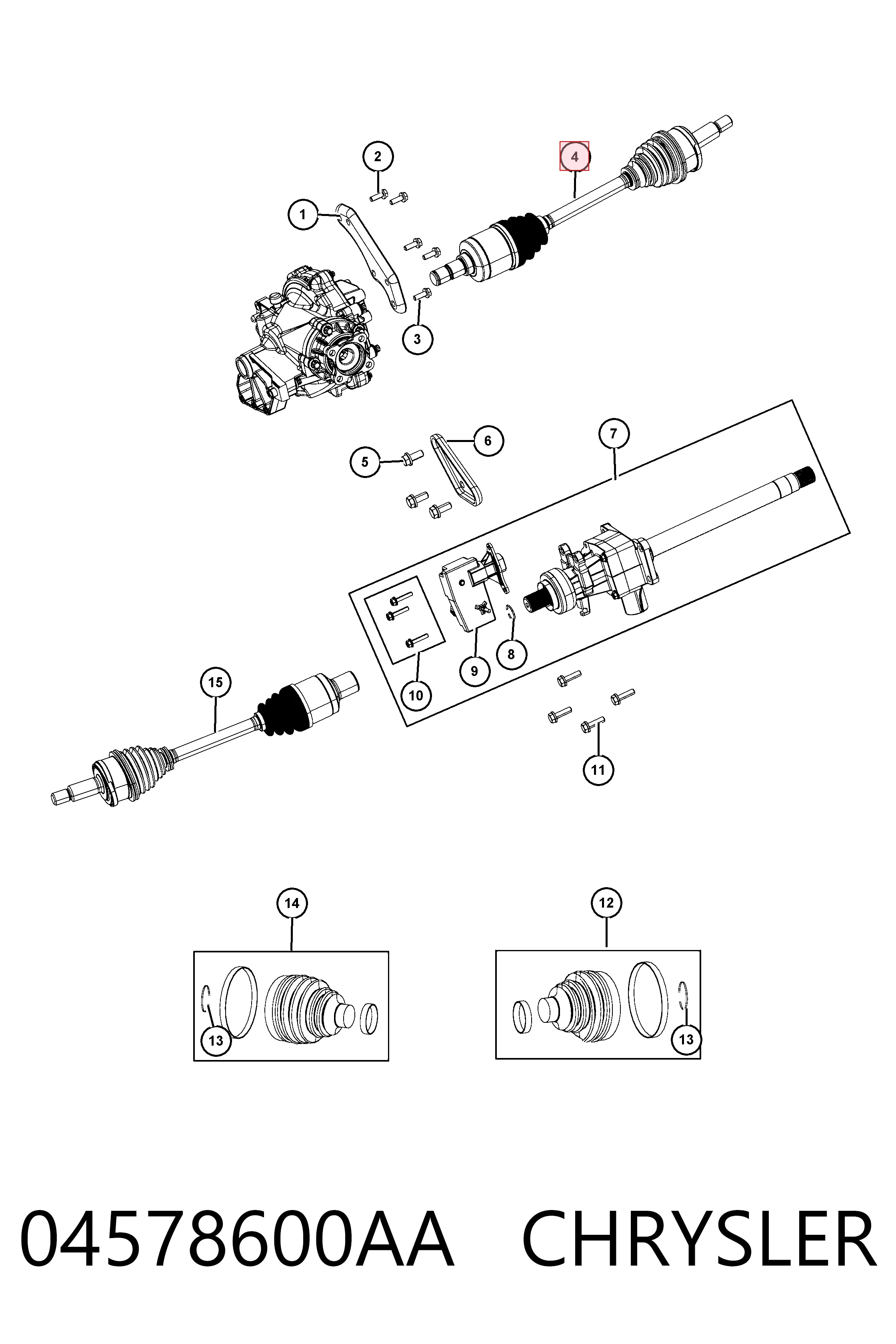 04578600AA Chrysler Привід передній правий