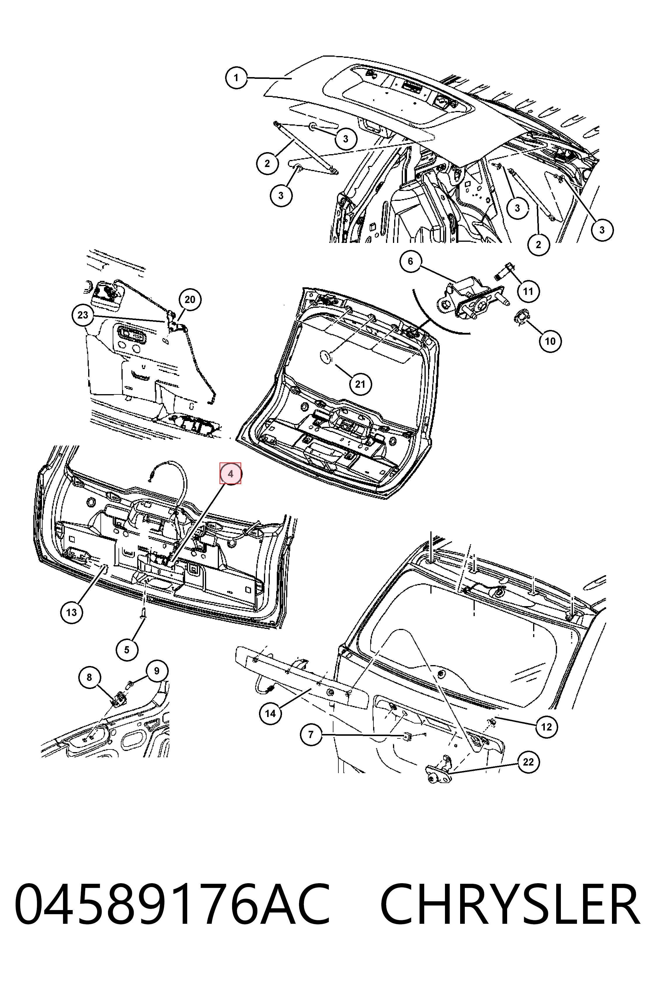 Купити K04589176AA Fiat/Alfa/Lancia Замок 3/5-х дверей, задній