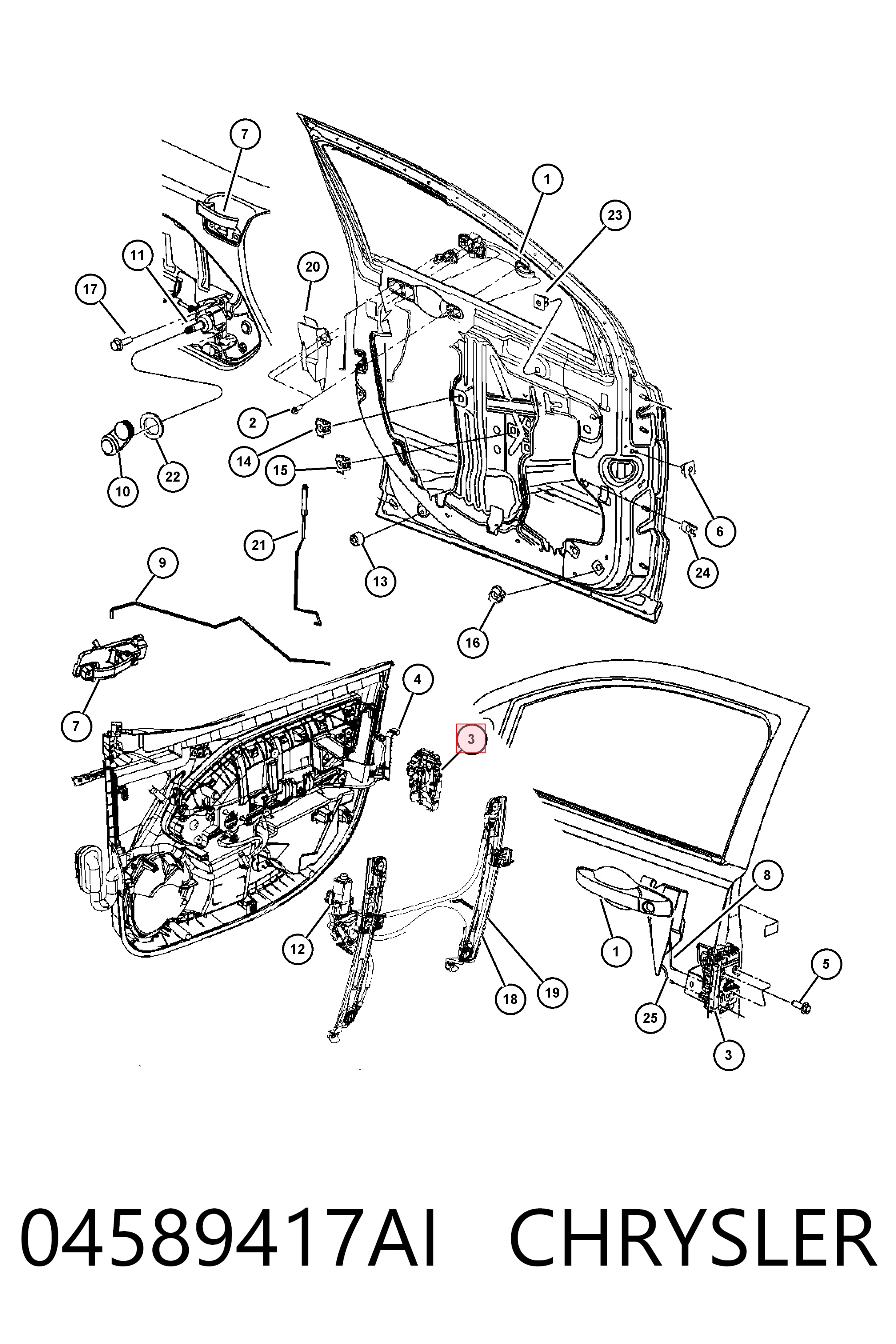 Замок передньої лівої двері K04589417AH Fiat/Alfa/Lancia