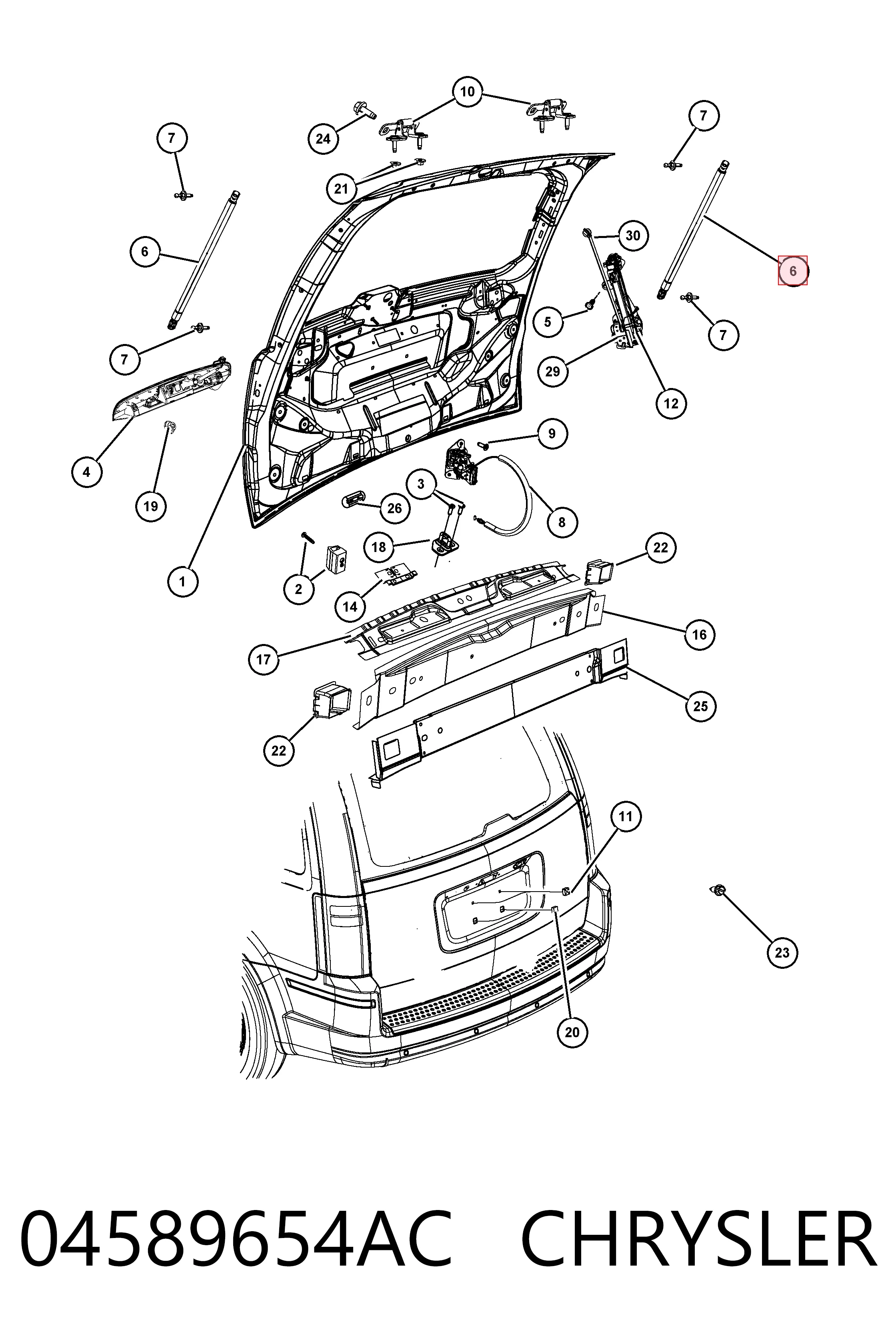 04589654AC Chrysler Амортизатор кришки багажника / двері 3/5-ї задньої