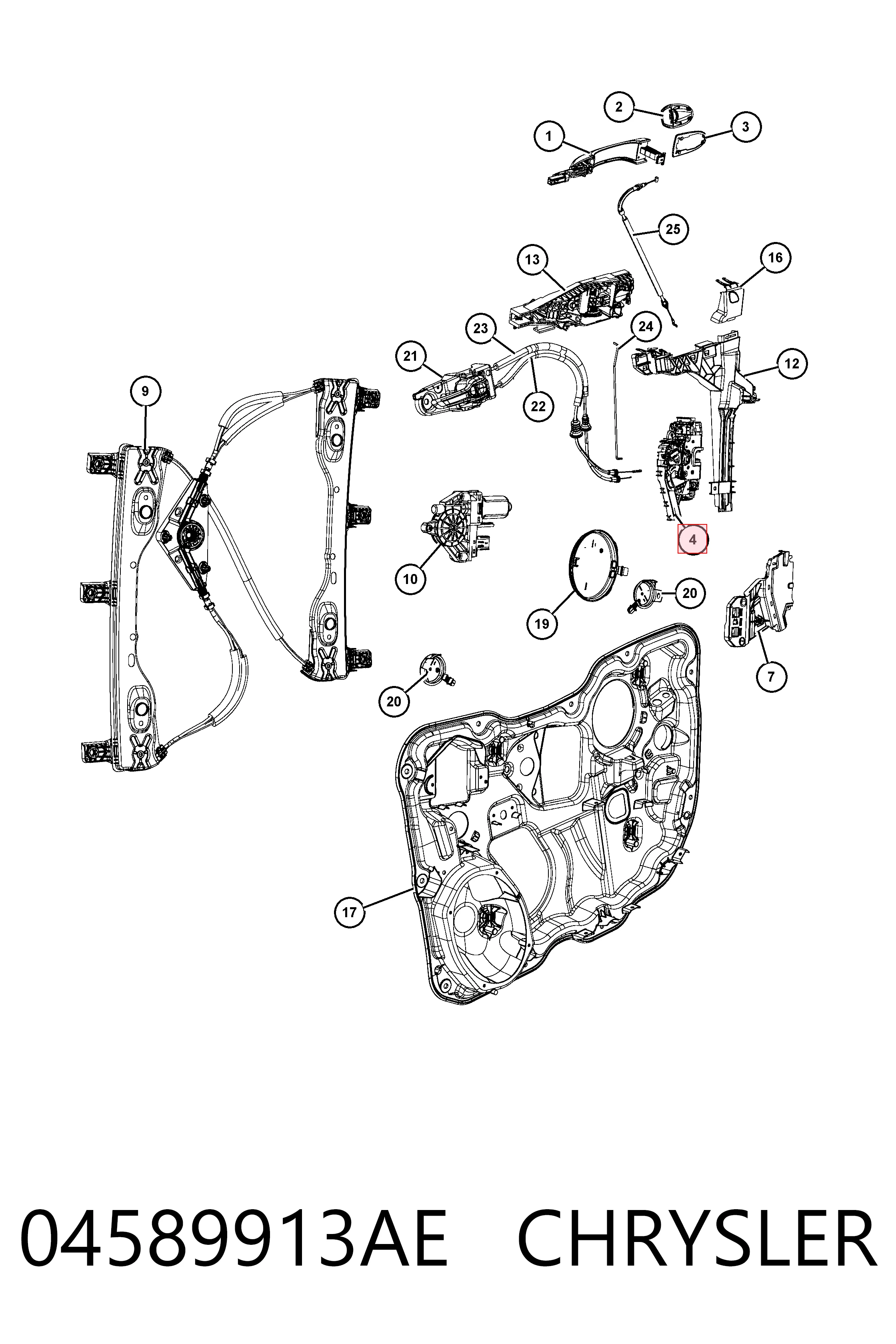 Купити K04589913AF Fiat/Alfa/Lancia Замок передньої лівої двері