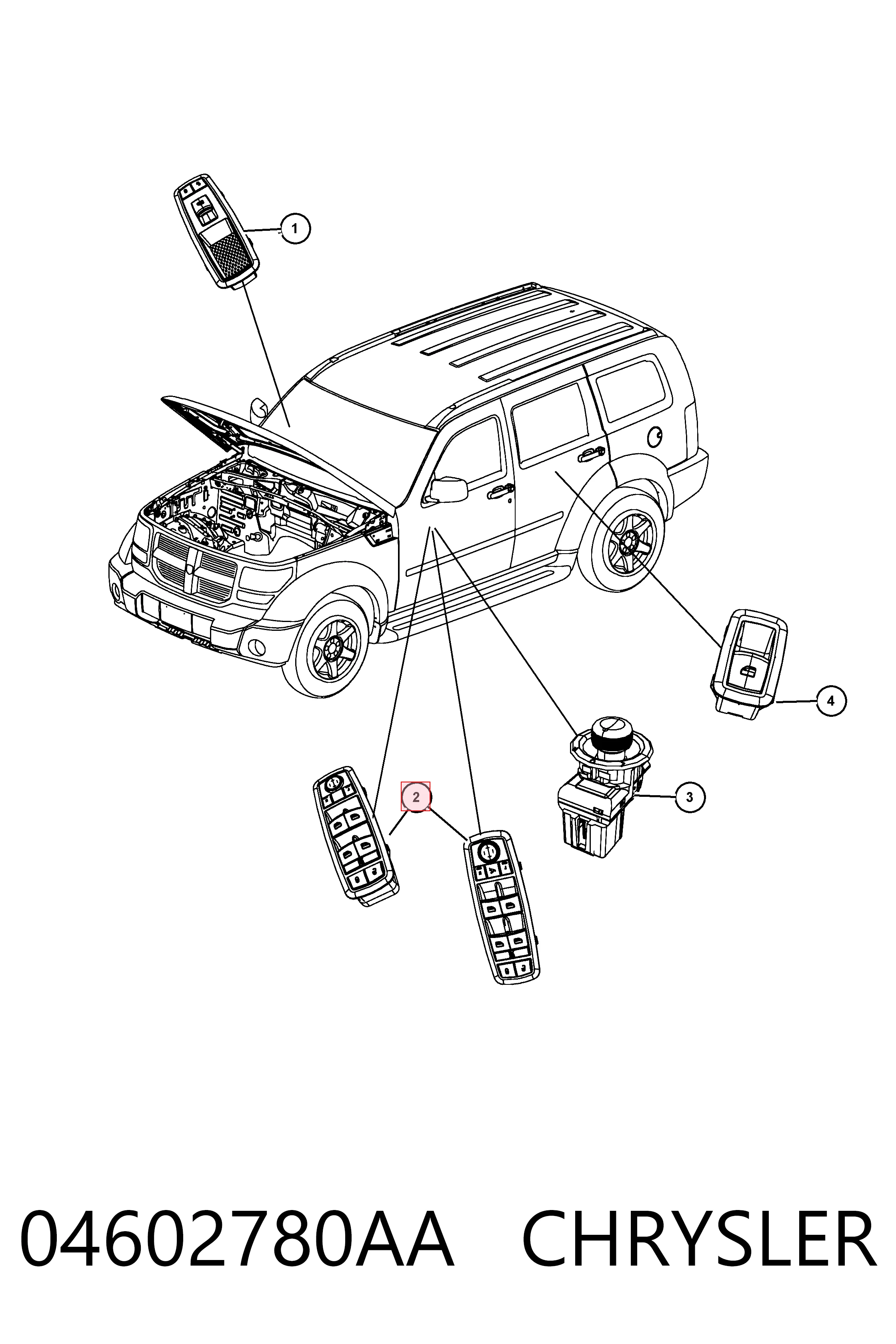 K04602780AB Fiat/Alfa/Lancia Кнопки переднього лівого склопід'ємника