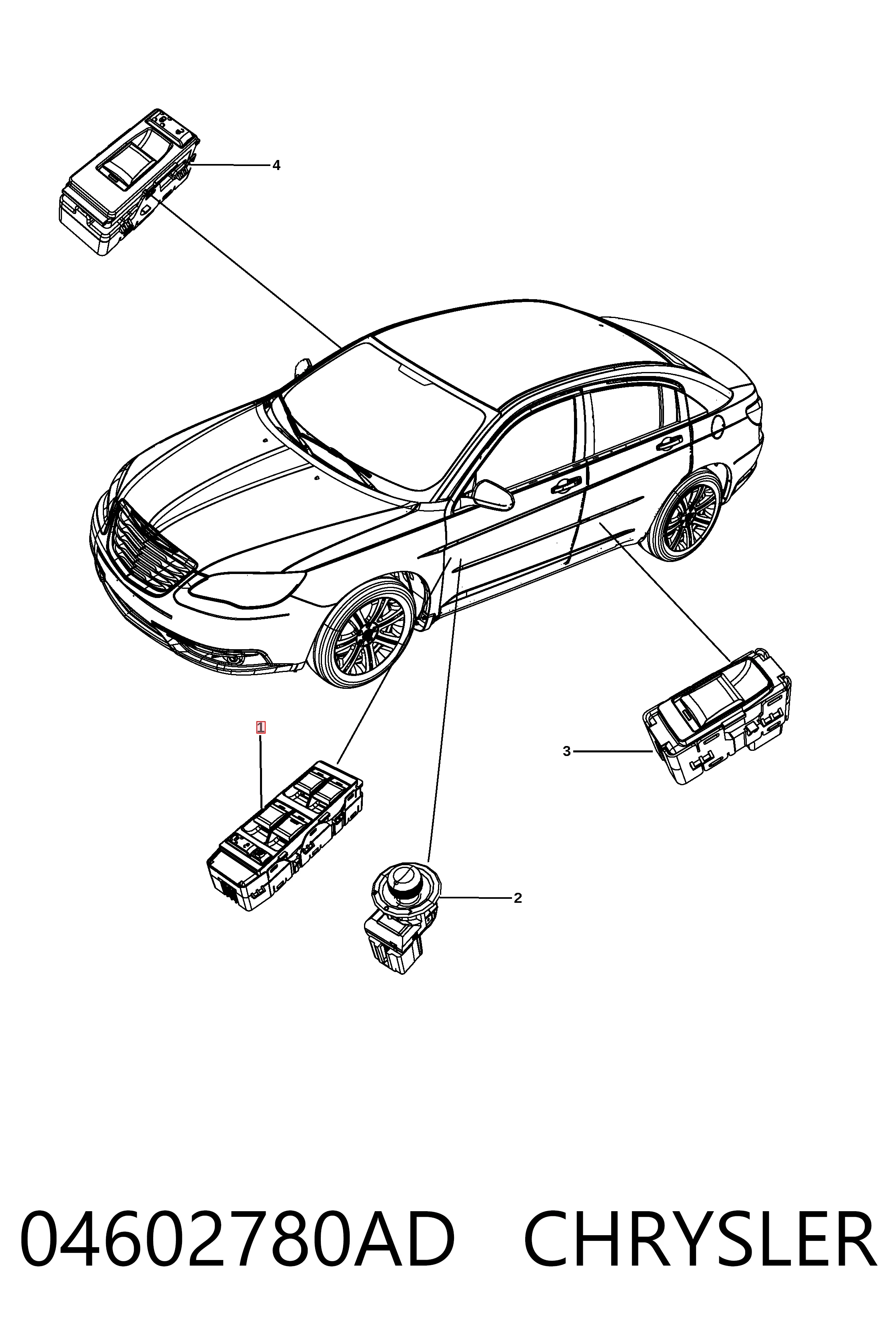 Купити K04602780AB Fiat/Alfa/Lancia Кнопковий блок керування склопідіймачами передній лівий