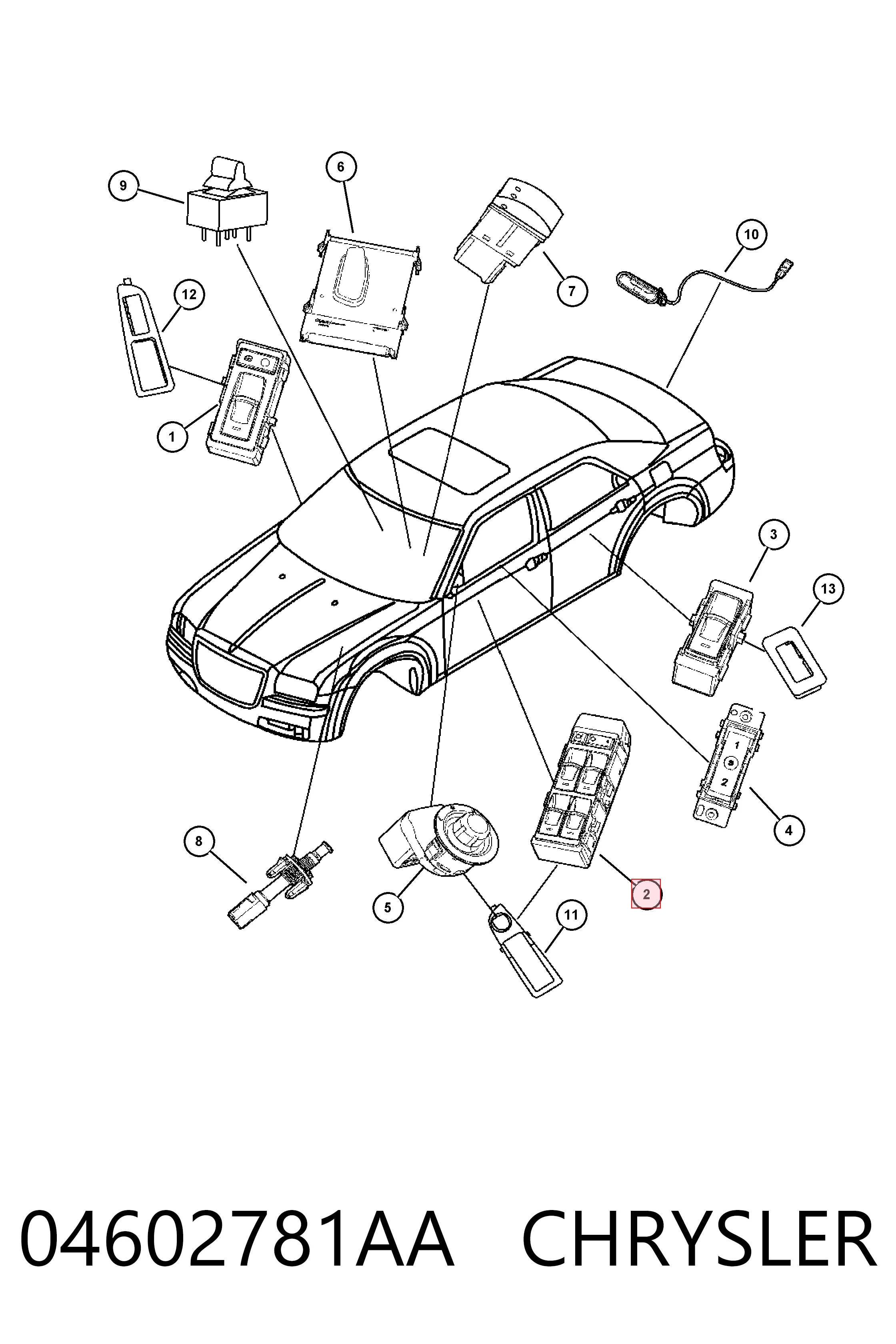 04602781AA Chrysler Кнопки переднього лівого склопід'ємника