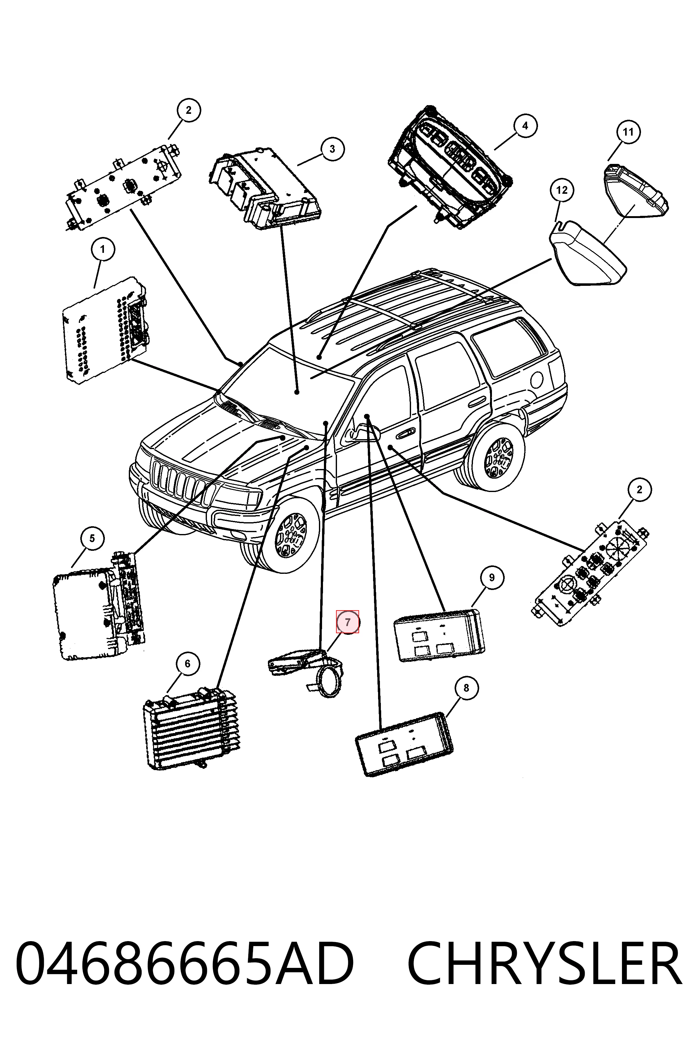 Антена/кільце имобілайзера Fiat/Alfa/Lancia K04686665AB ціна, від 22.57 USD
