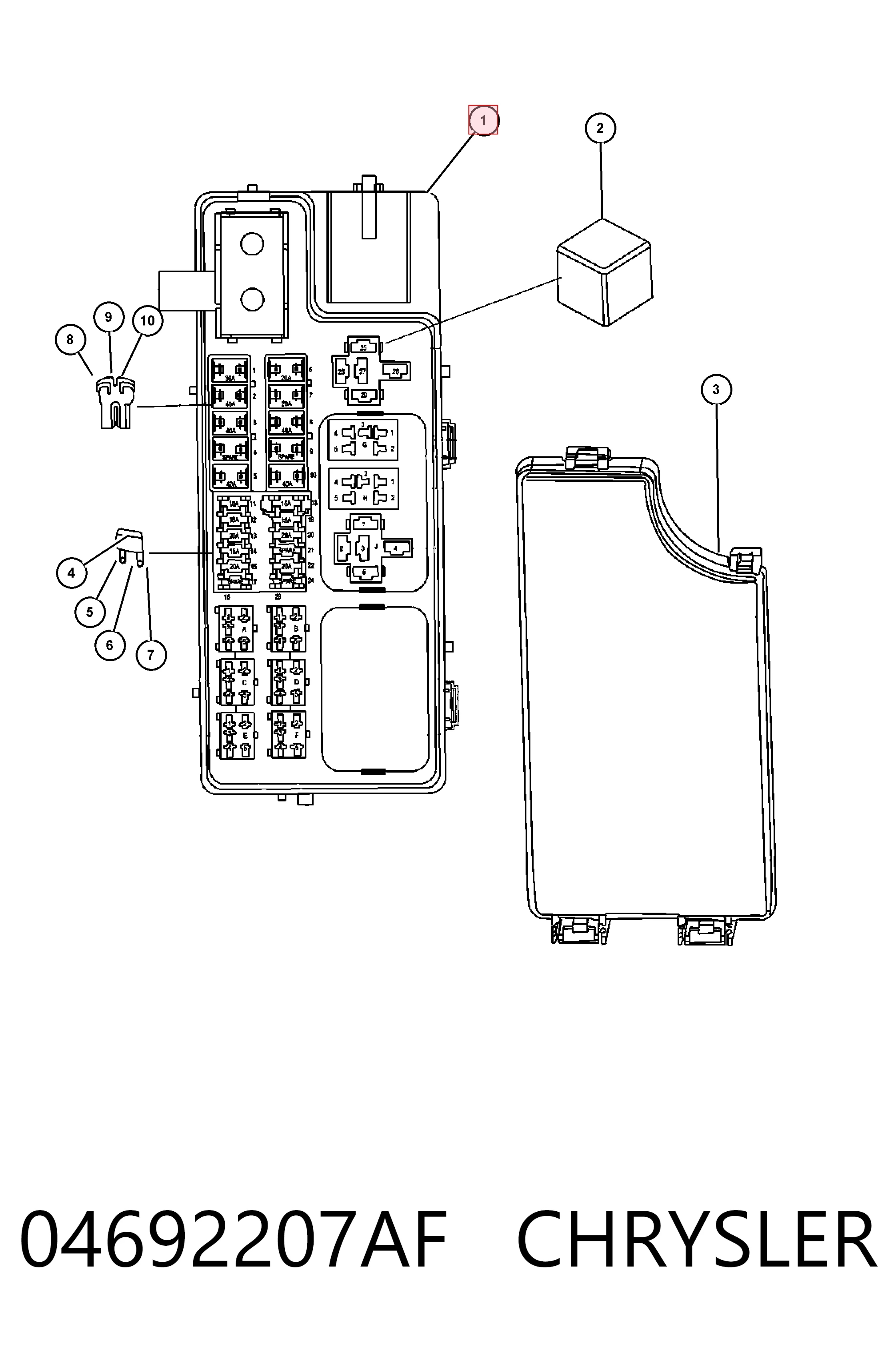 Коробка запобіжників Chrysler P04692207AF ціна, від 111.73 USD