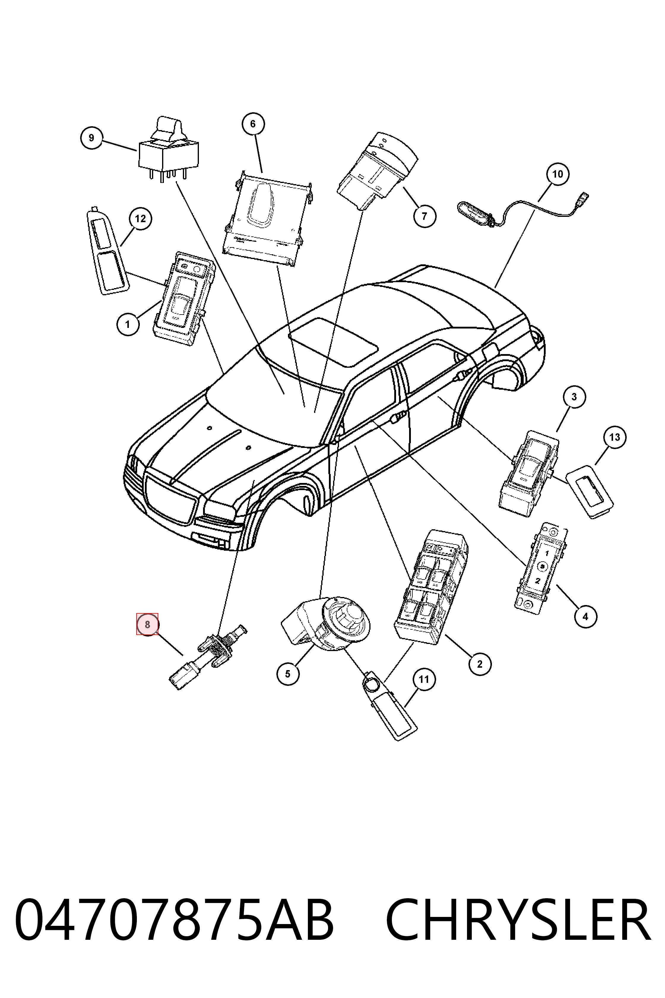 04707875AB Fiat/Alfa/Lancia Датчик відкриття капота