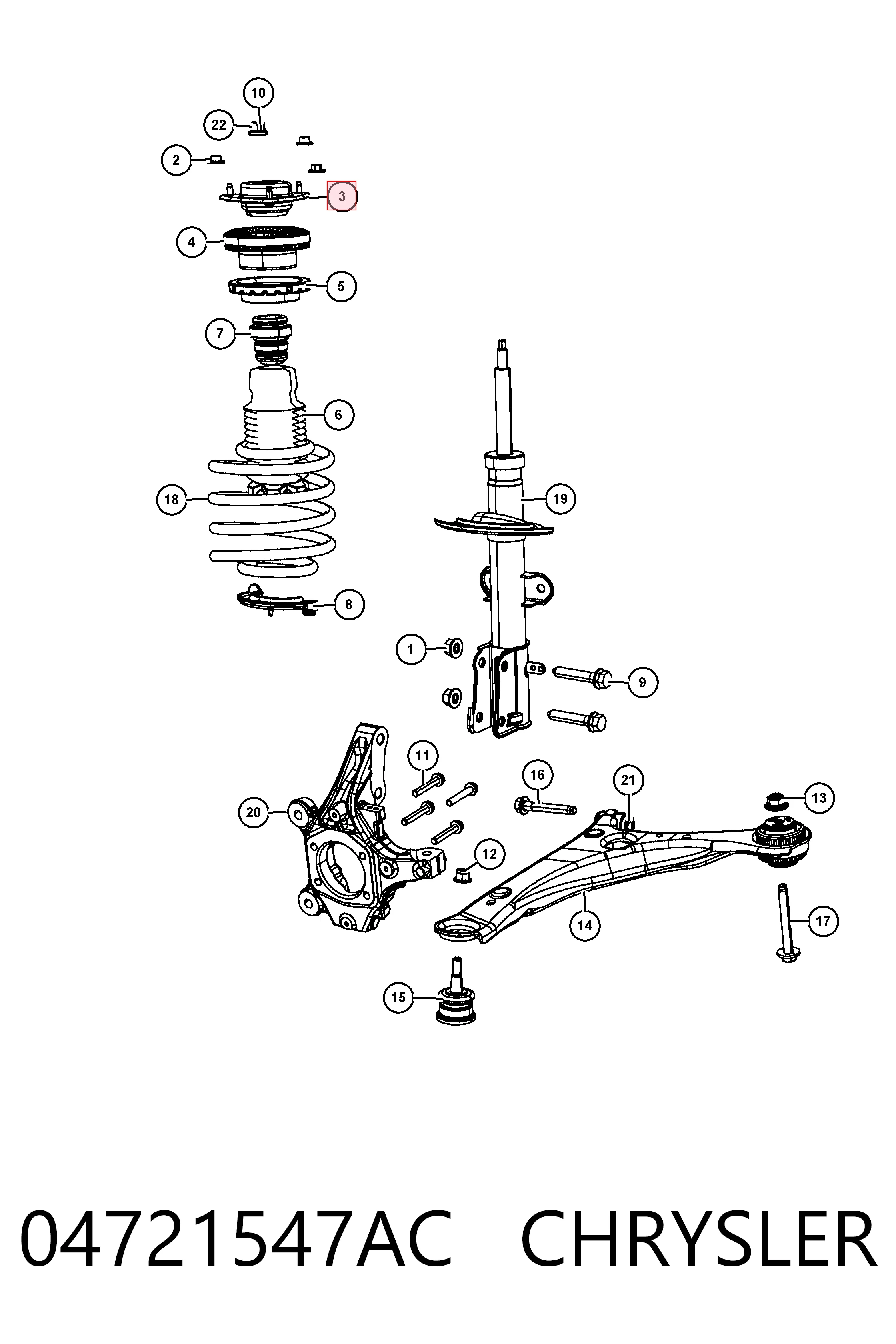 Купити K04721547AB Fiat/Alfa/Lancia Опора амортизатора переднього