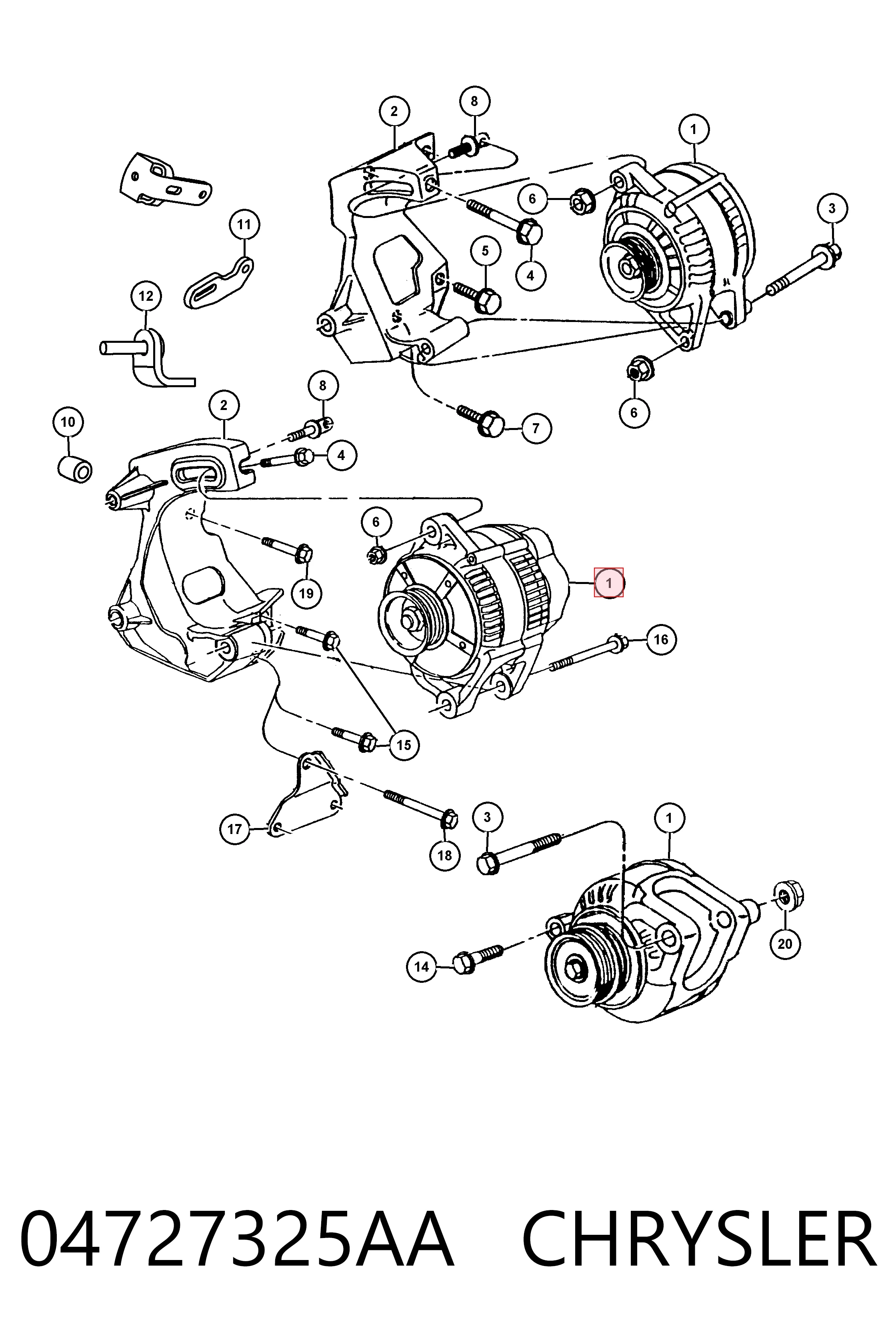 04727325AA Chrysler Авто генератор