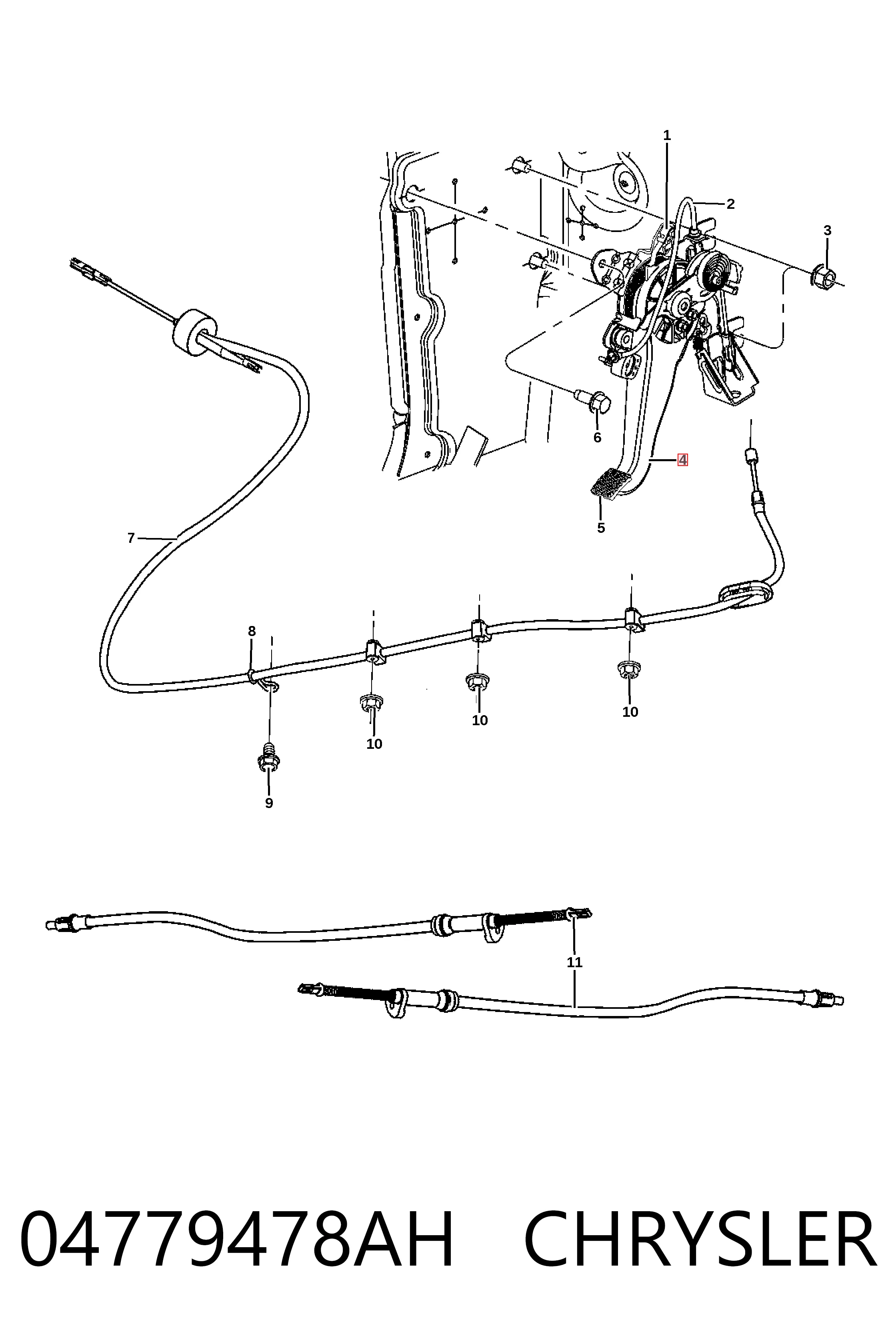 K04779478AG Fiat/Alfa/Lancia Привід гальма стоянки (управління ручним гальмом)