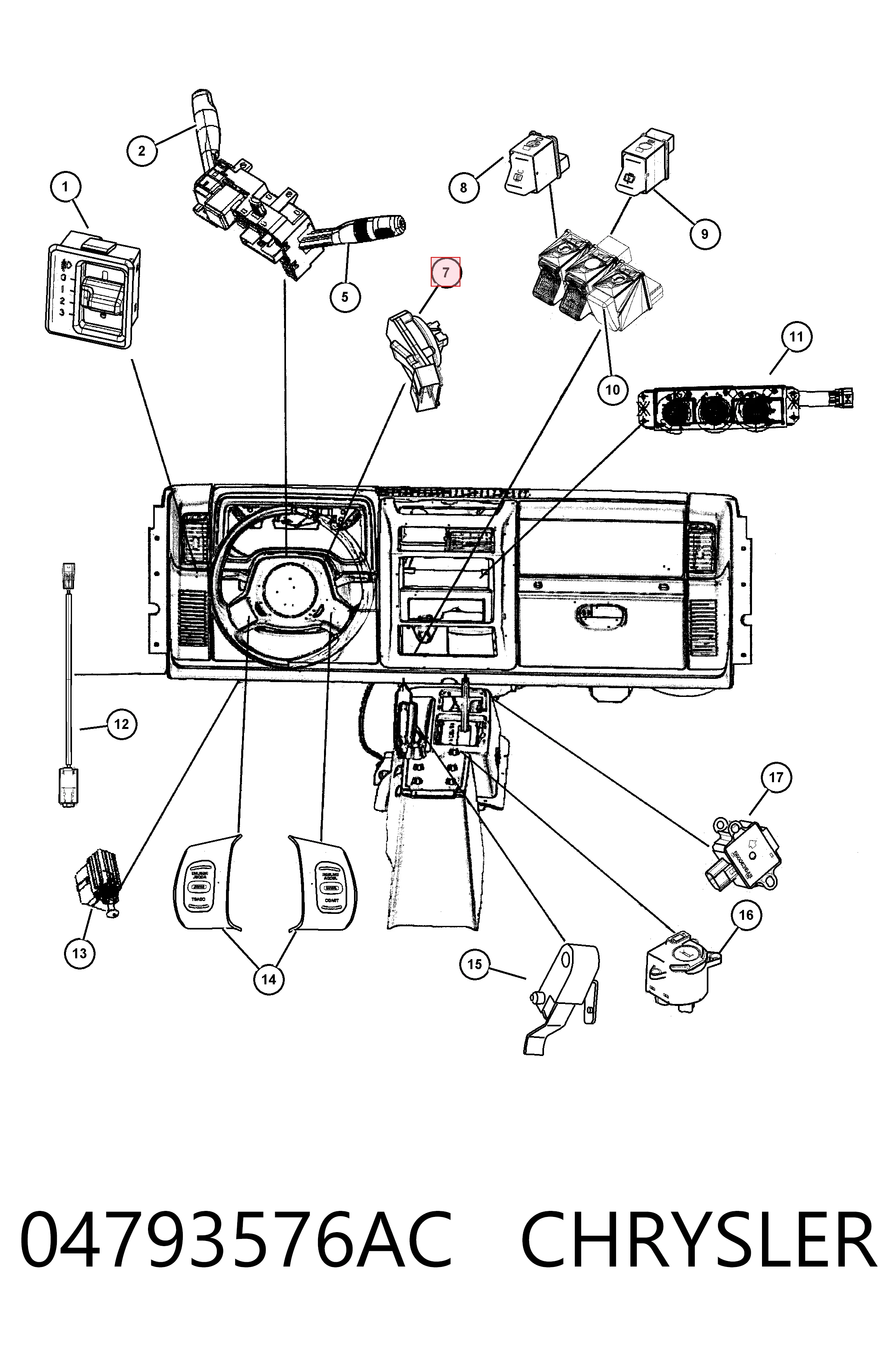 K04793576AC Fiat/Alfa/Lancia Контактна група замка