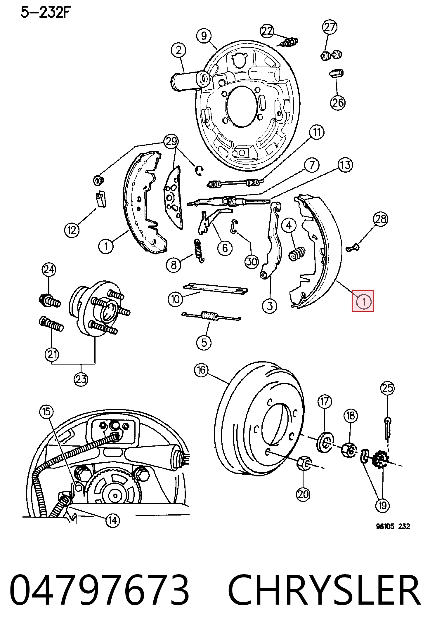 04797673 Chrysler Колодки гальмівні задні, барабанні