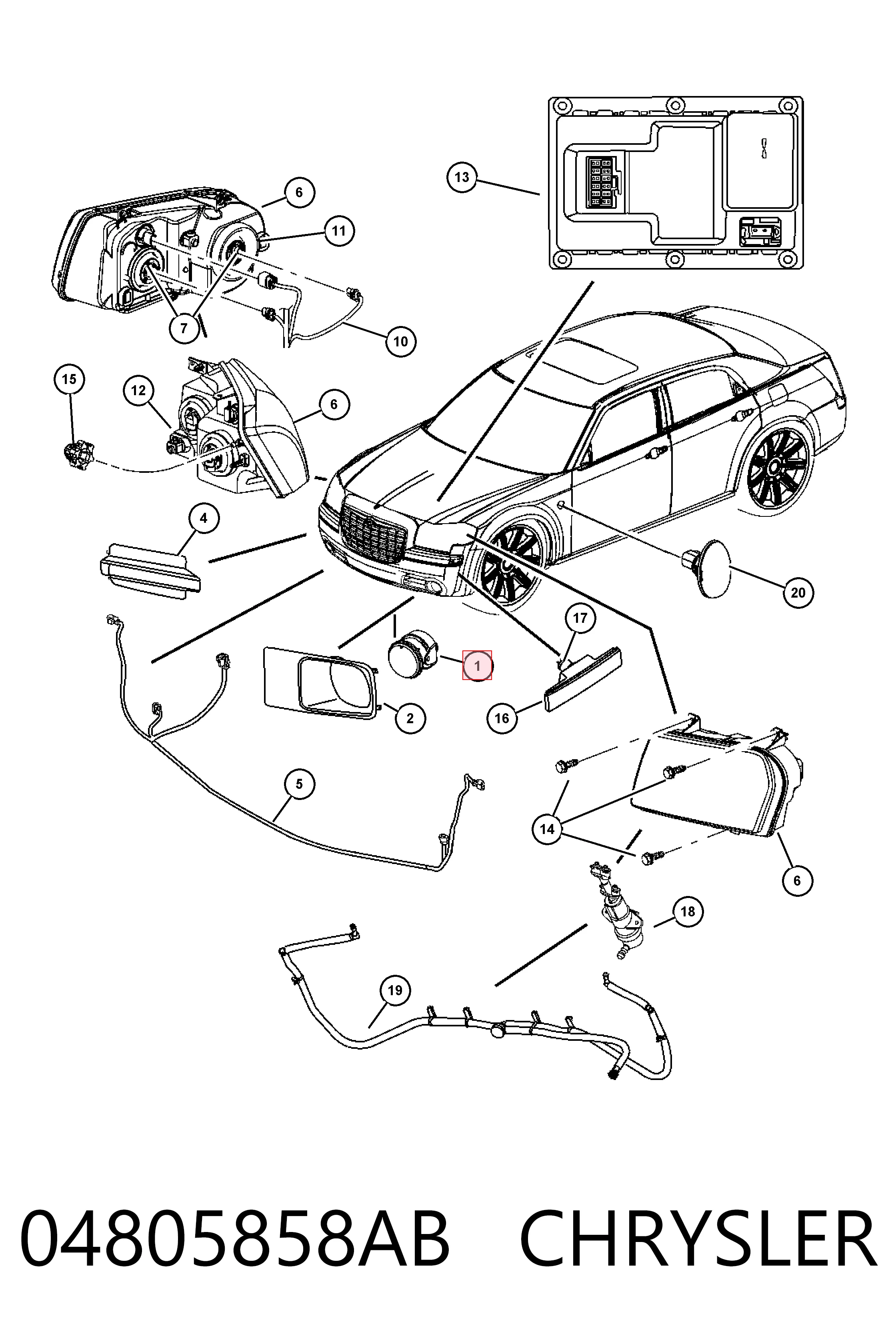 04805858AB Chrysler Протитуманки, ліваі, права