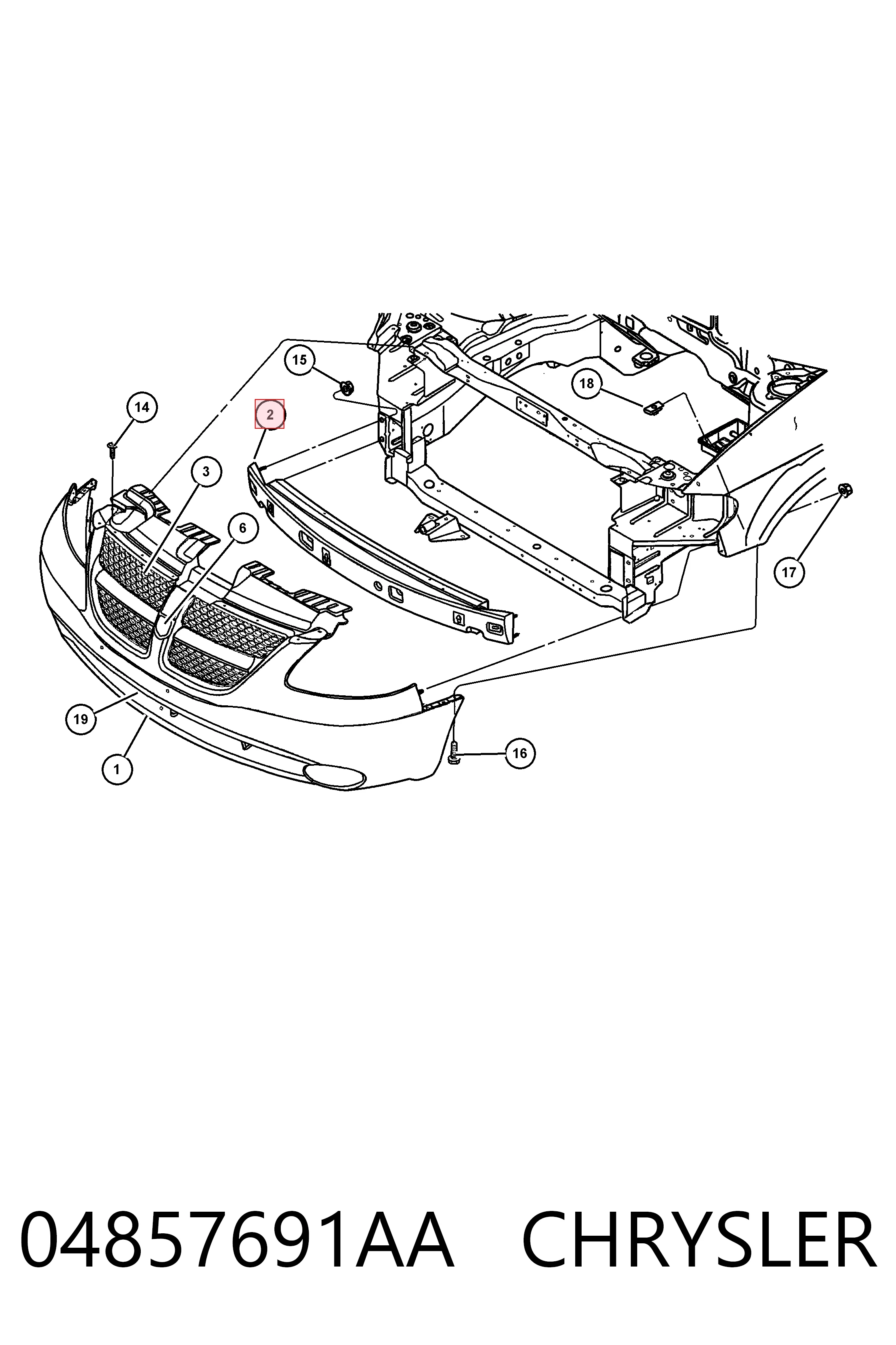 Балка бампера переднього на Chrysler Voyager III RG, RS
