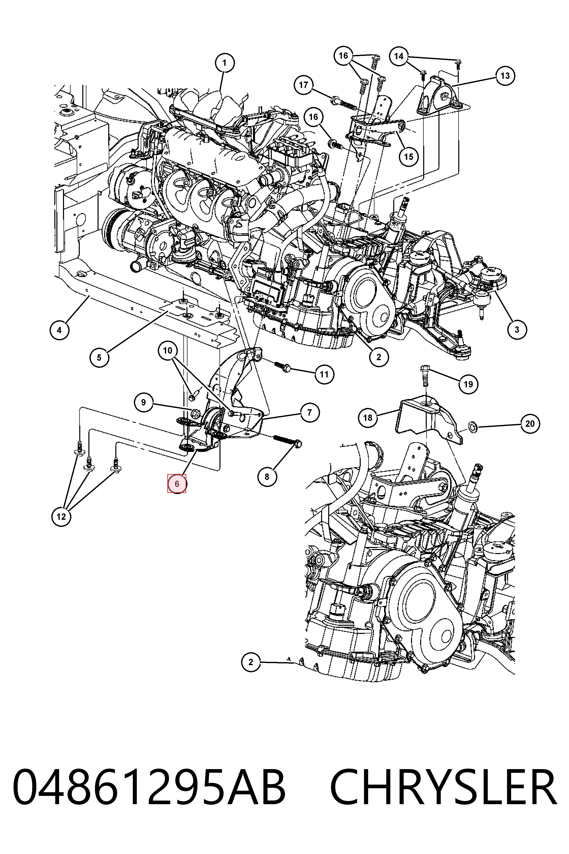 04861295AB Chrysler Подушка передньої опори двигуна