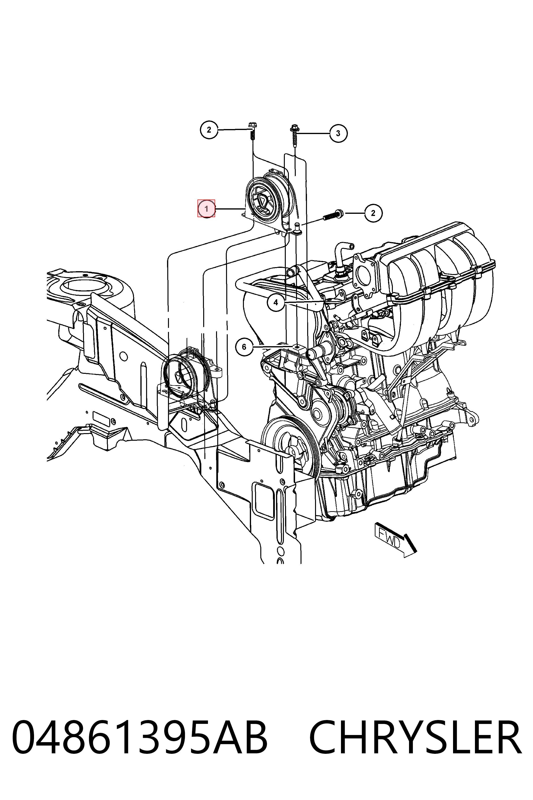 K04861395AB Fiat/Alfa/Lancia Права подушка мотора