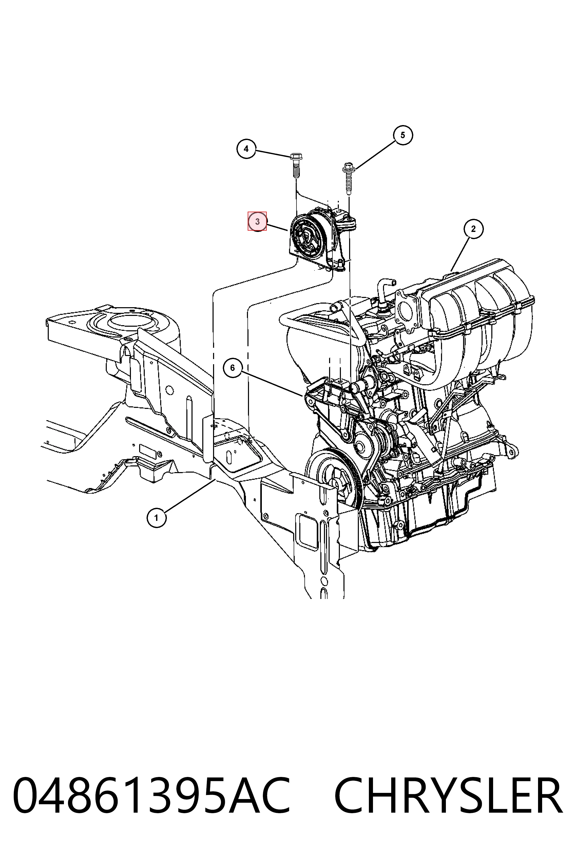 Купити K04861395AB Fiat/Alfa/Lancia Подушка (опора) двигуна, права