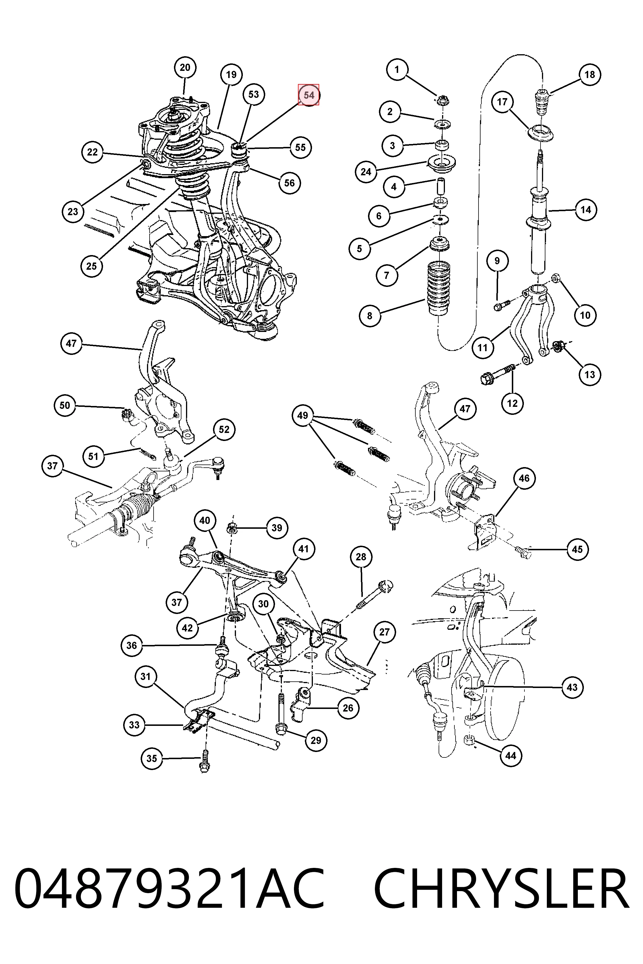 K04879321AC Fiat/Alfa/Lancia Кульова опора, верхня
