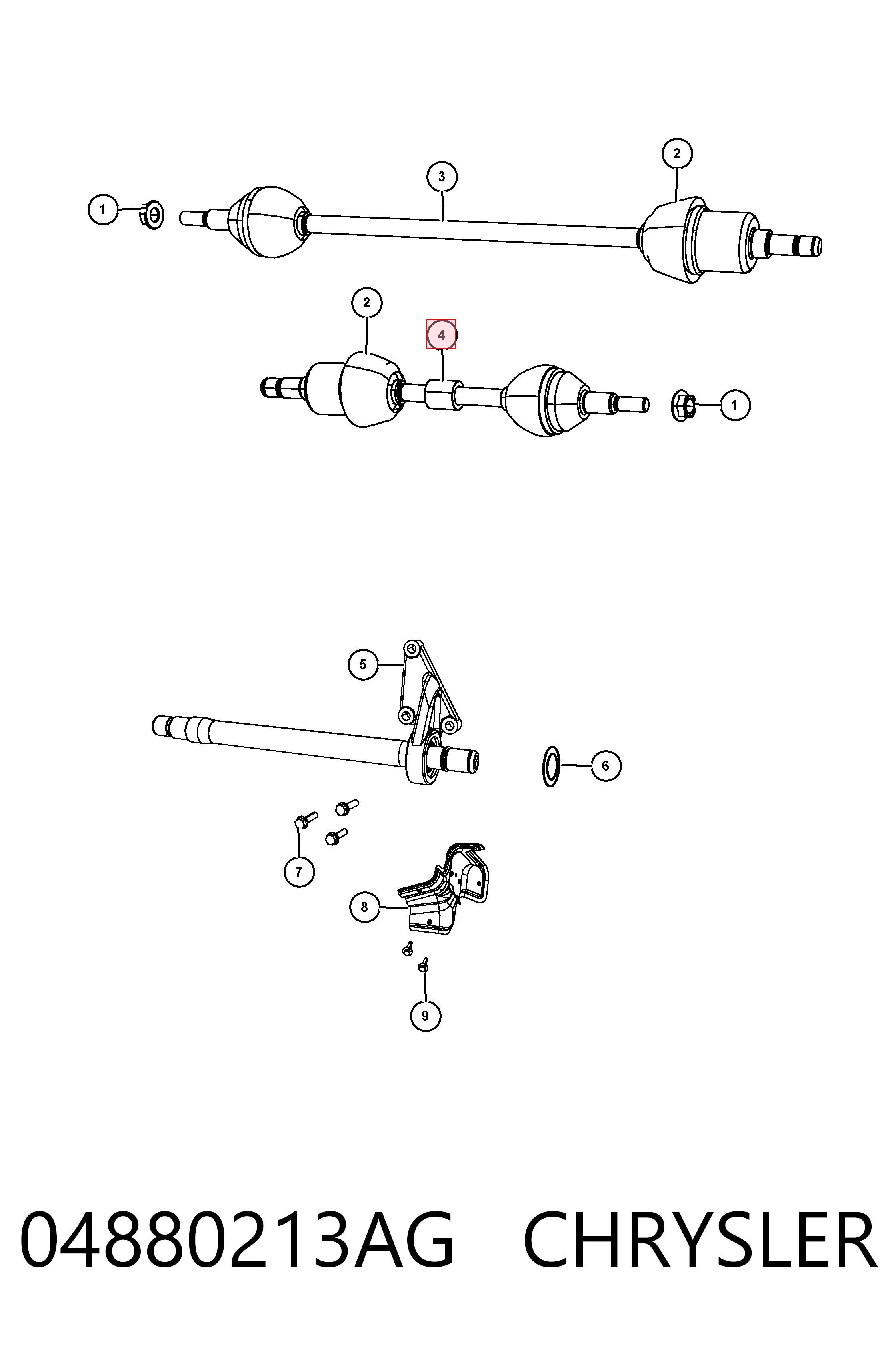 Ліва піввісь K04880213AF Fiat/Alfa/Lancia