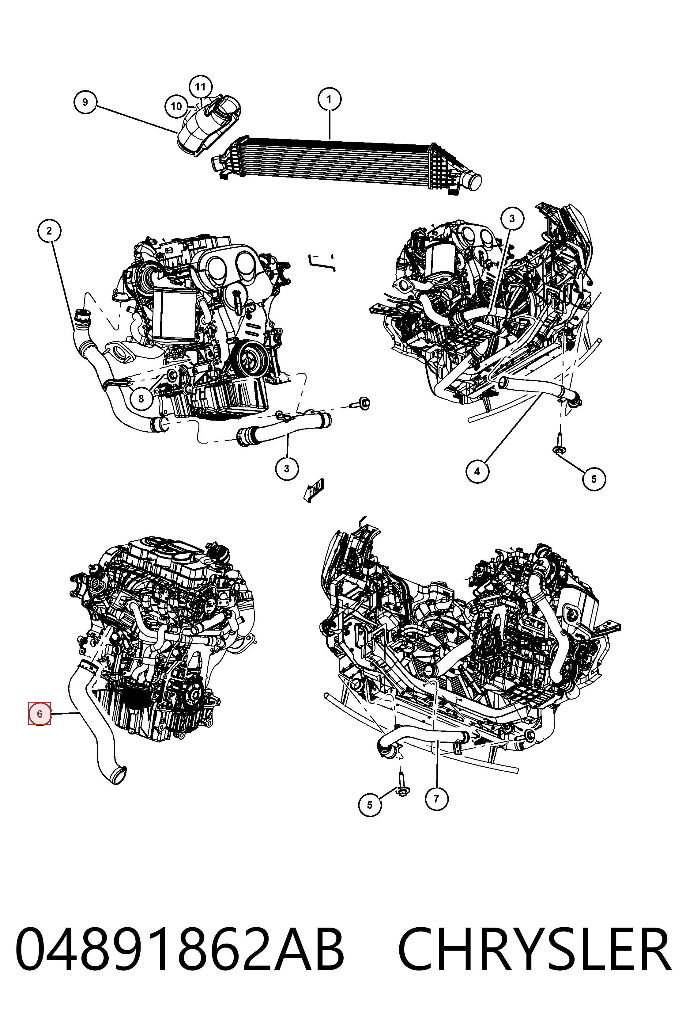 Трубка, що нагнітається VAG 04891862AB ціна, від 20.86 USD