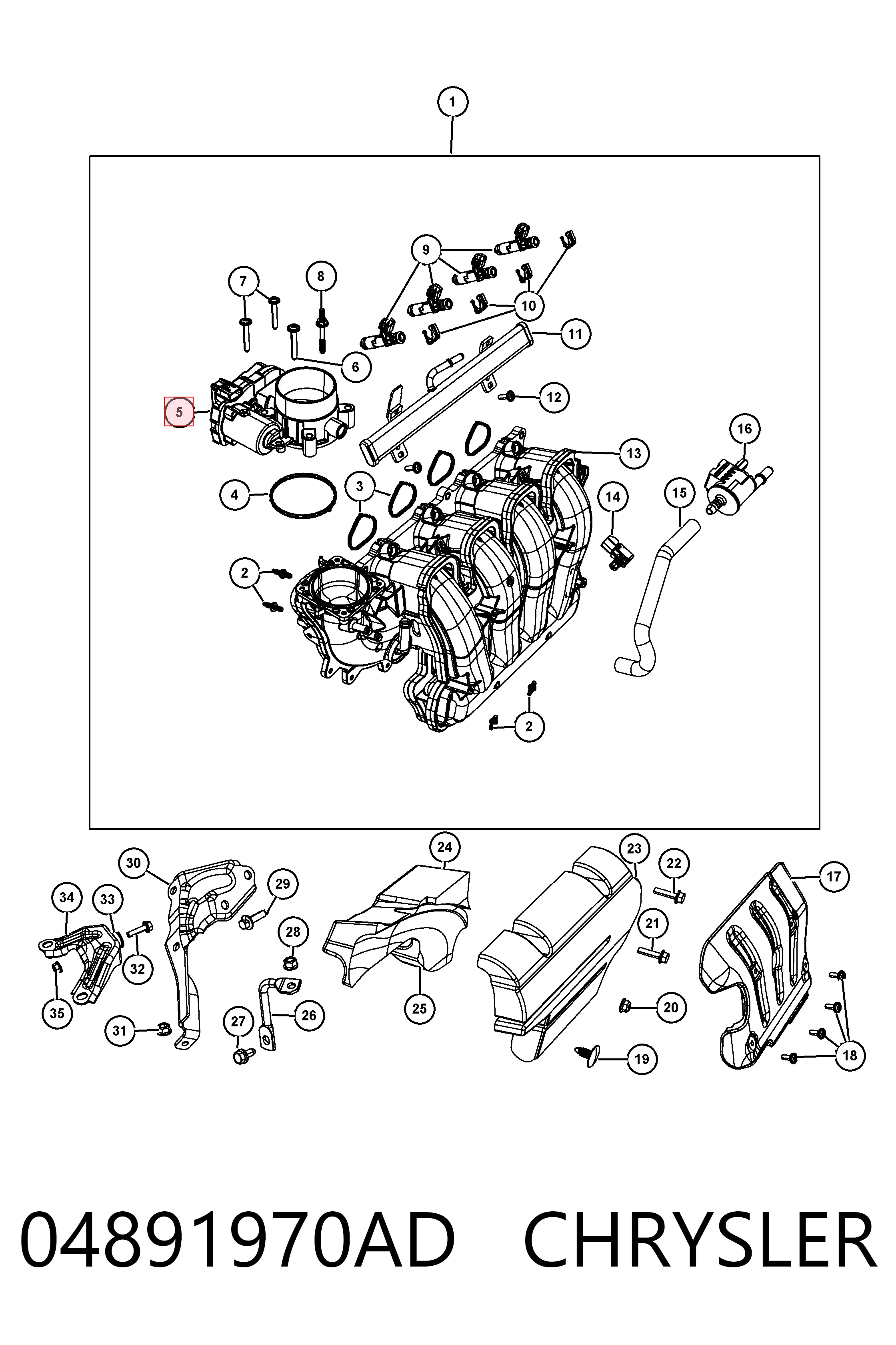 04891970AD Chrysler Дросільна заслінка в зборі