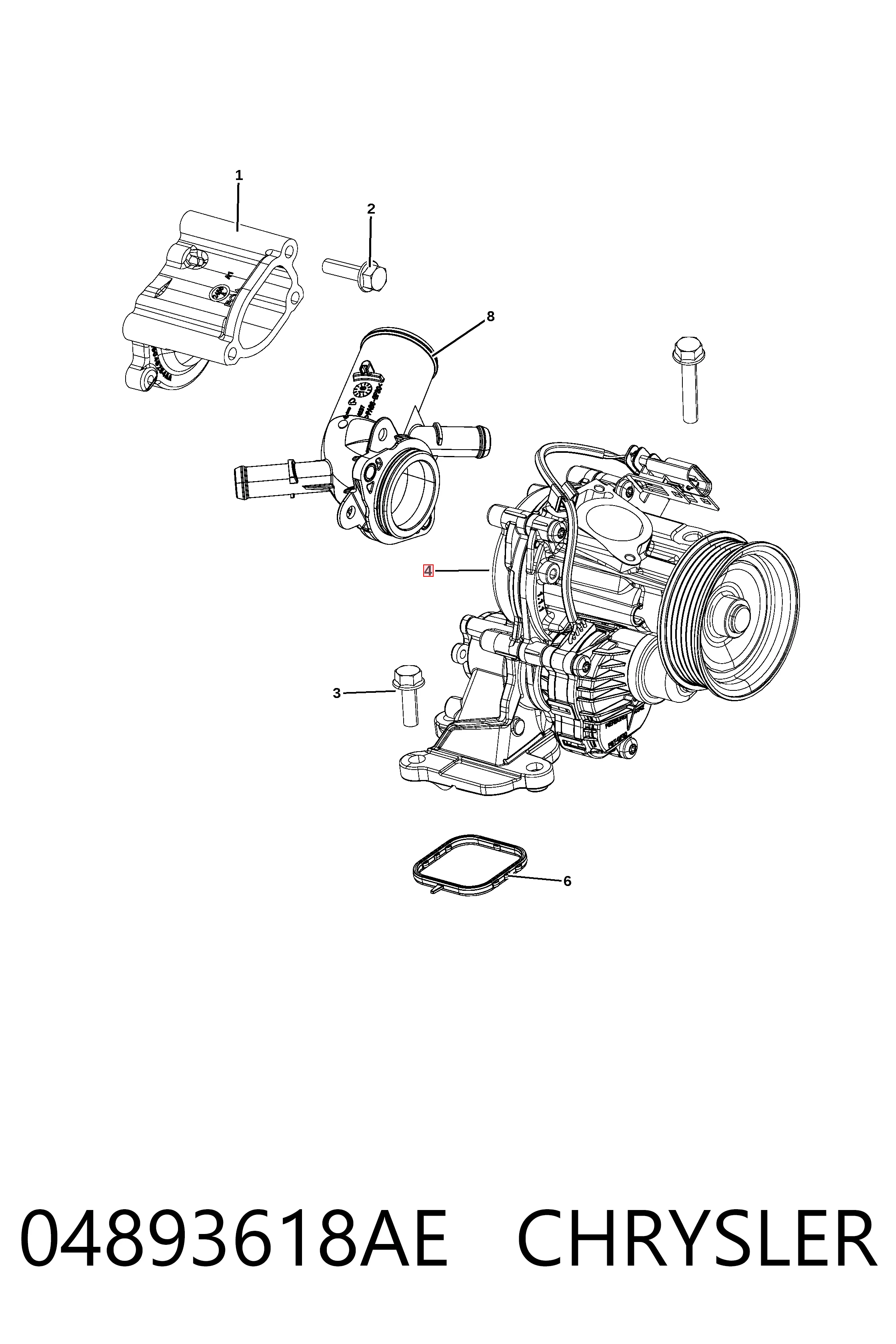 Купити K04893618AG Fiat/Alfa/Lancia Насос охолоджуючої рідини