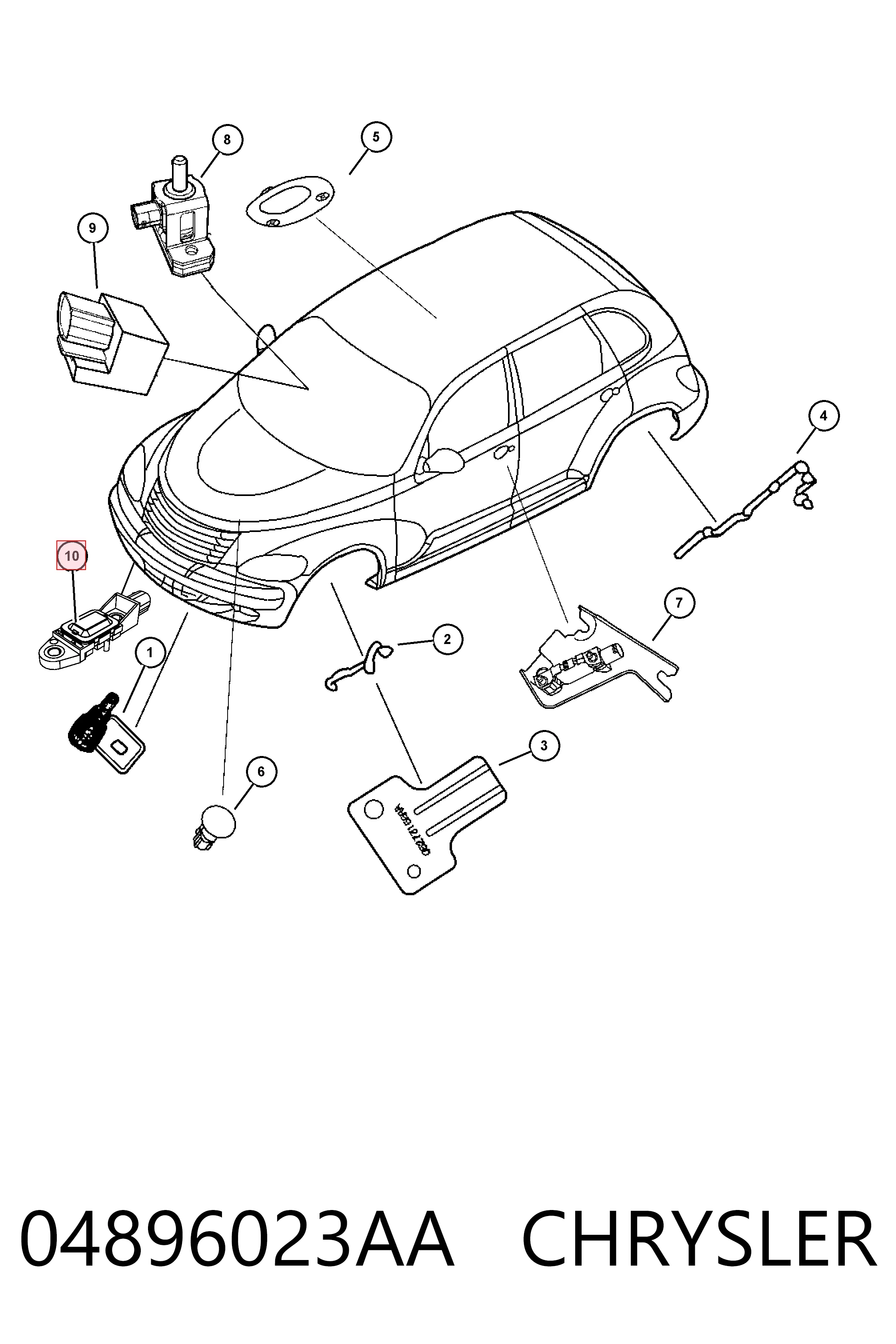 04896023AA Chrysler Датчик Ейрбег передній