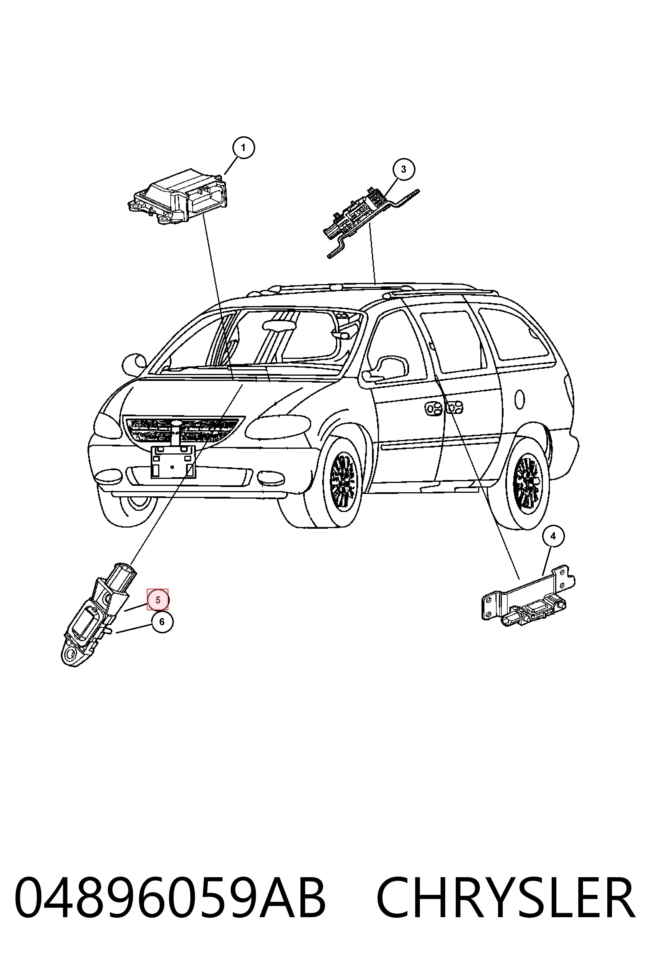 Купити K04896059AB Fiat/Alfa/Lancia Датчик AIRBAG передній