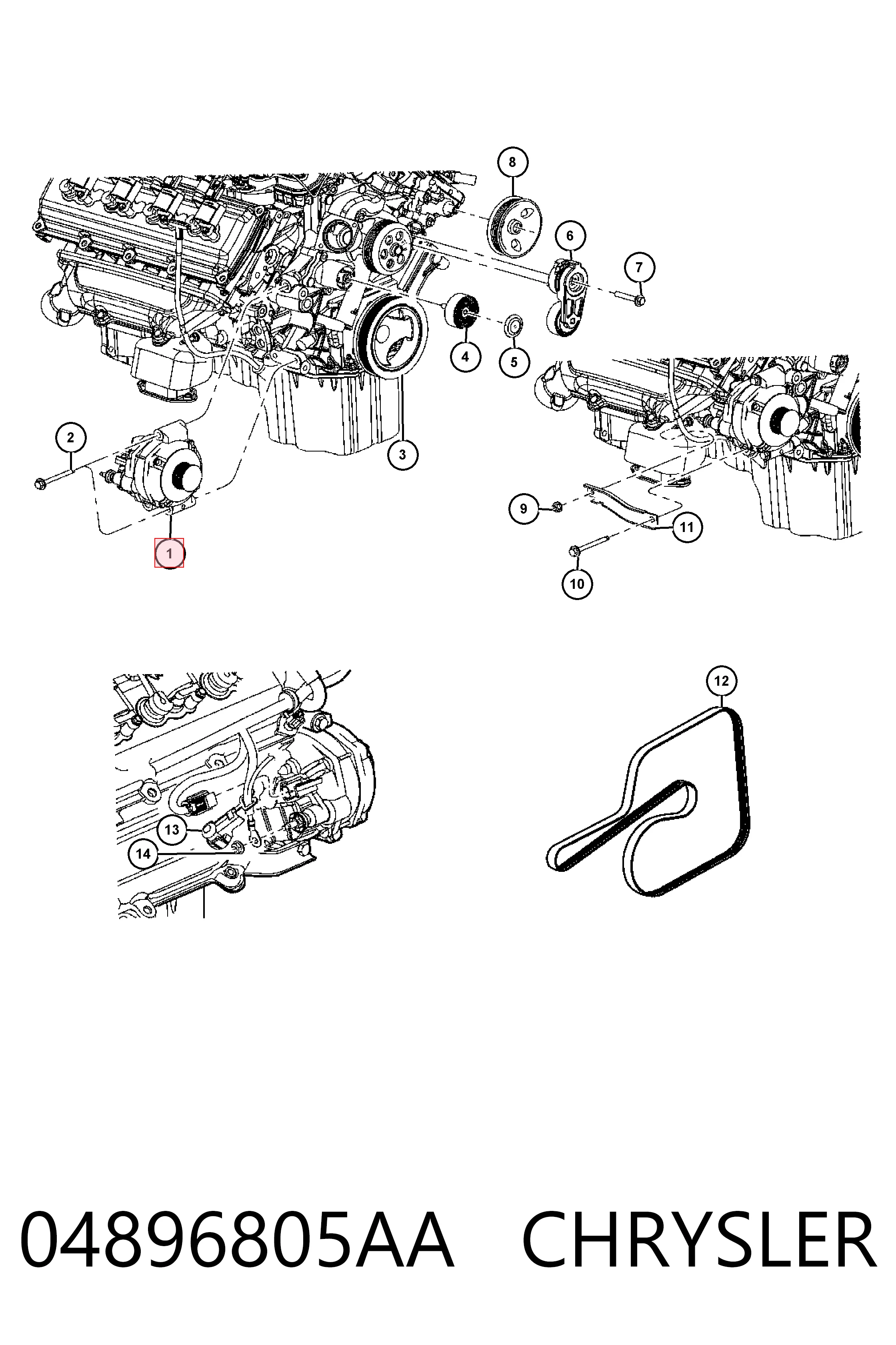 04896805AA Chrysler Авто генератор