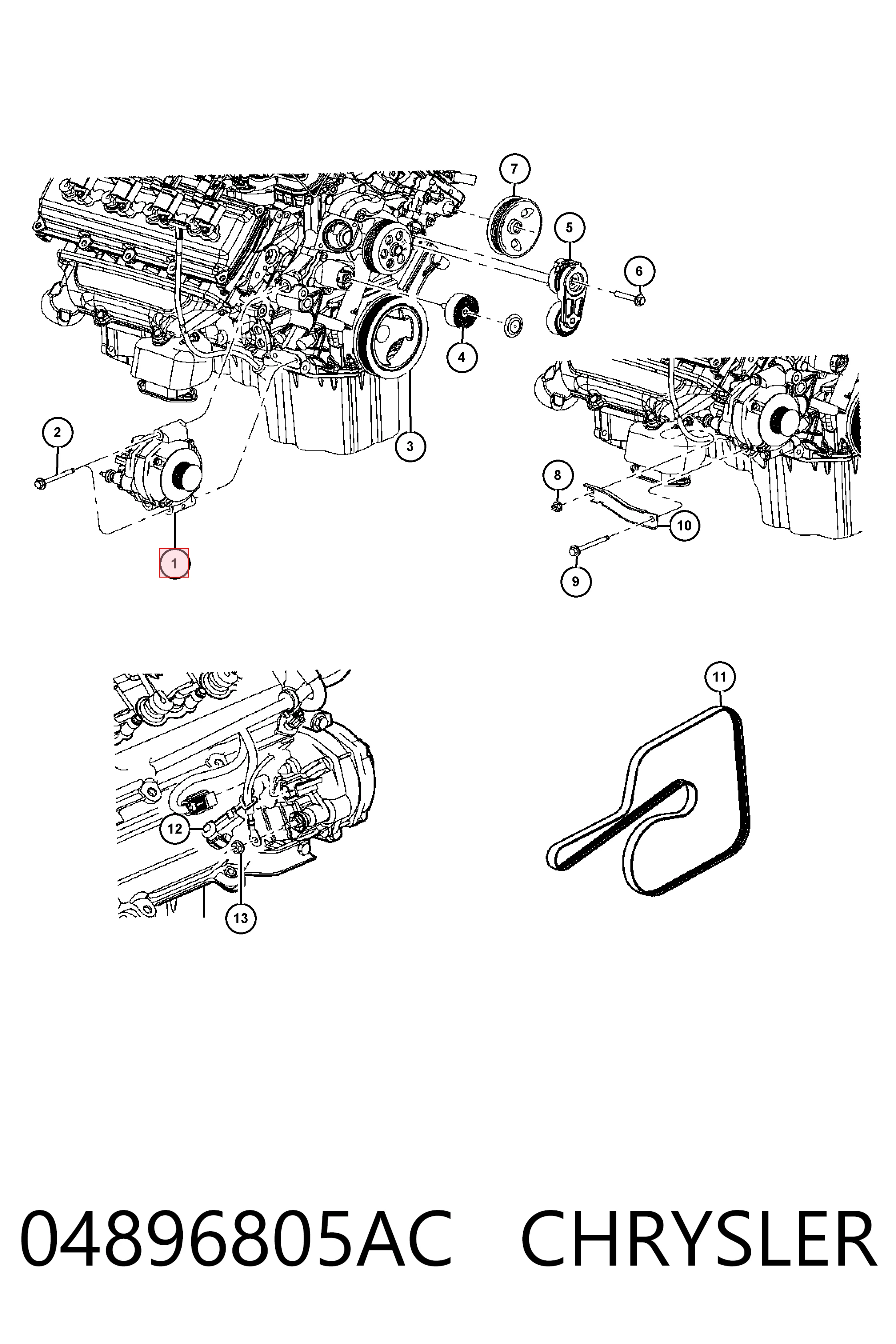 04896805AC Chrysler Авто генератор