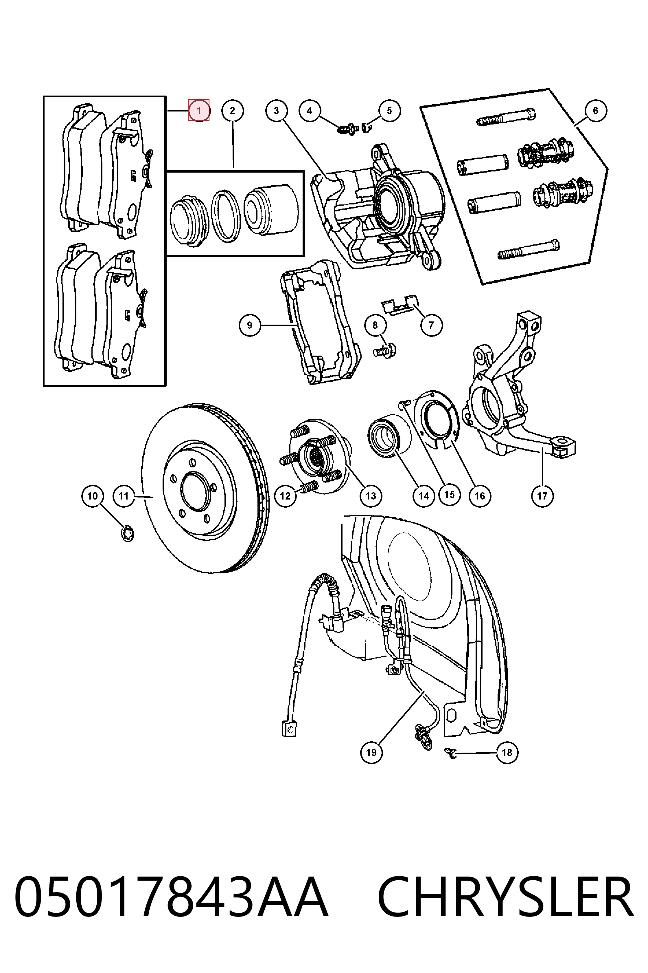 05017843AA Chrysler Передні гальмівні колодки