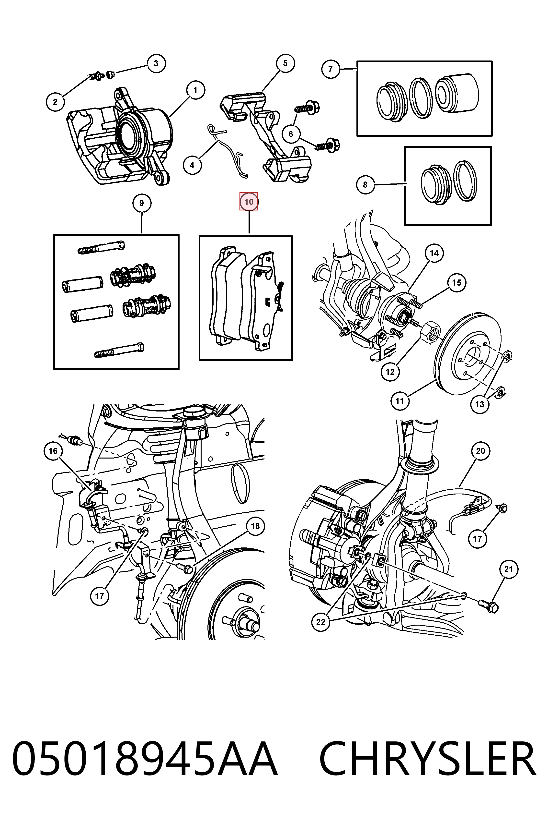 05018945AA Chrysler Передні гальмівні колодки