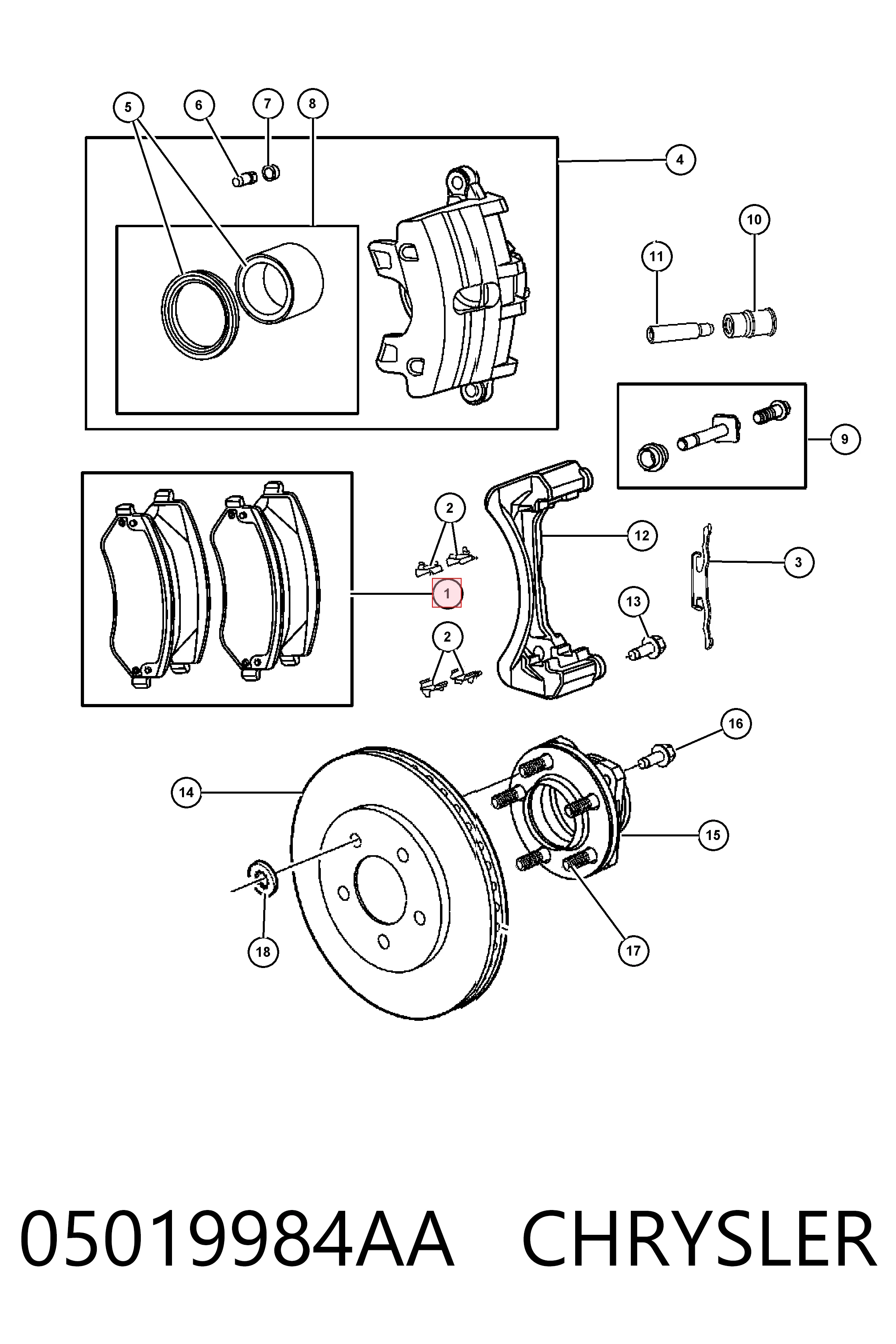 05019984AA Chrysler Передні гальмівні колодки