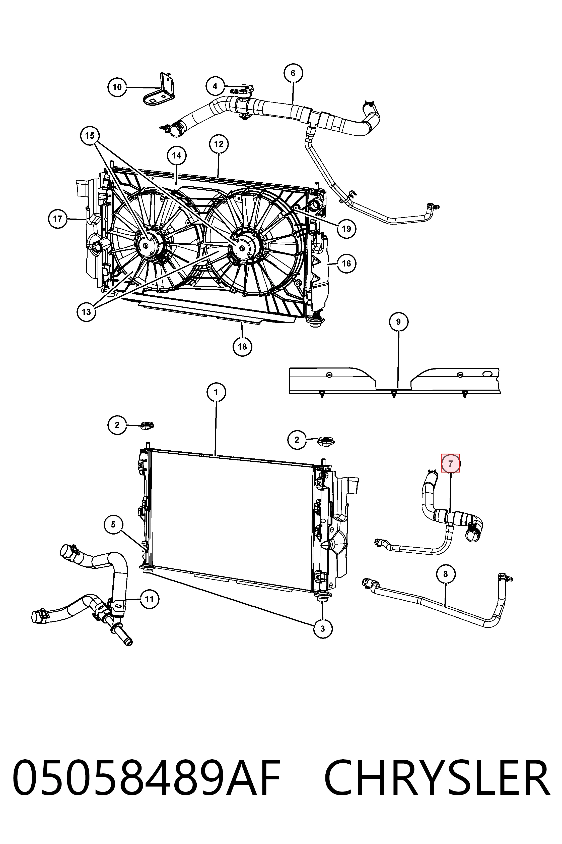 K05058489AF Fiat/Alfa/Lancia Шланг/патрубок радіатора охолодження, нижній