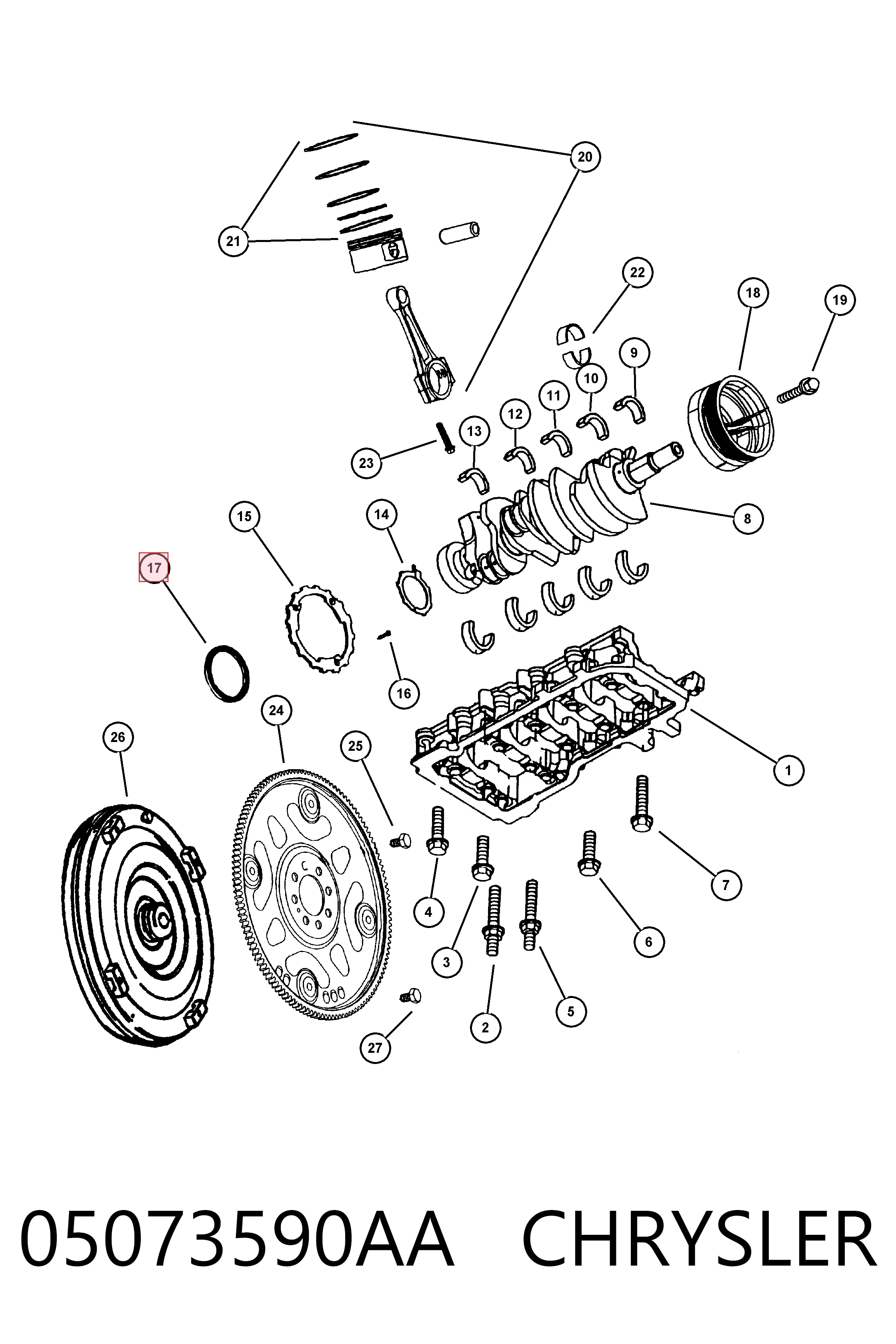 K53020788AB Fiat/Alfa/Lancia Сальник коленвала корінний