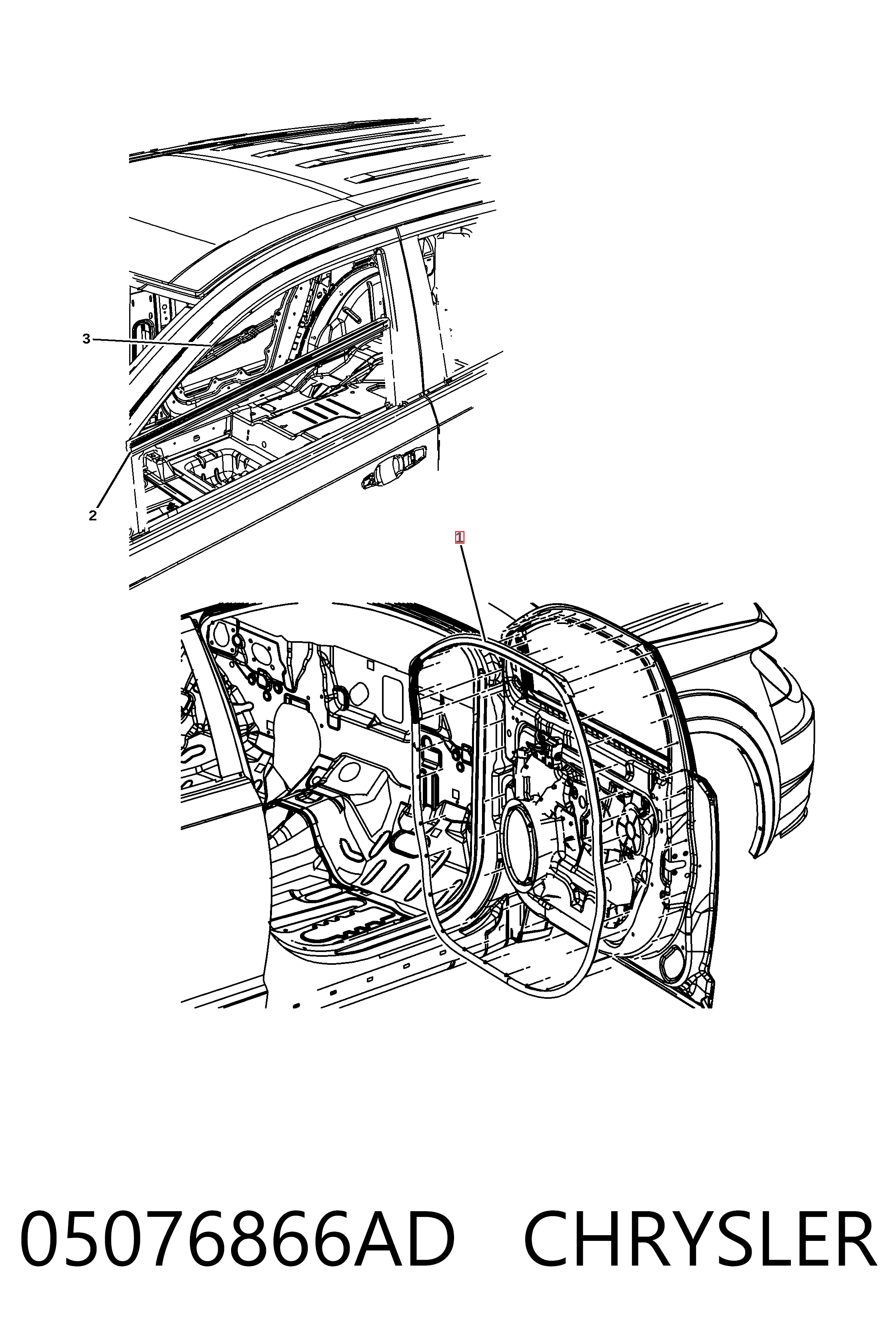 K05076866AD Fiat/Alfa/Lancia Ущільнювач двері передньо, правої (на двері)