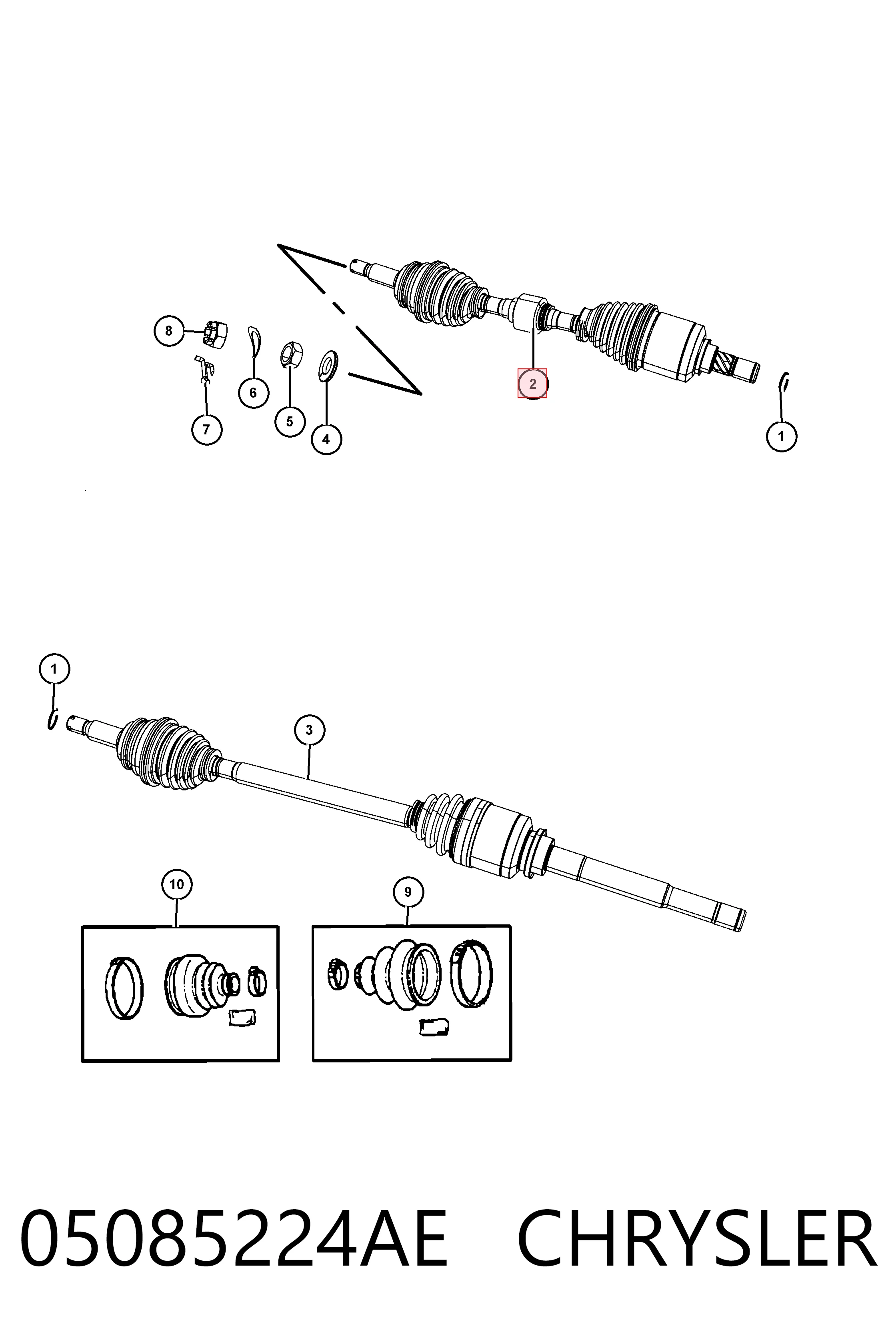 Піввісь передня ліва Fiat/Alfa/Lancia K05085224AD