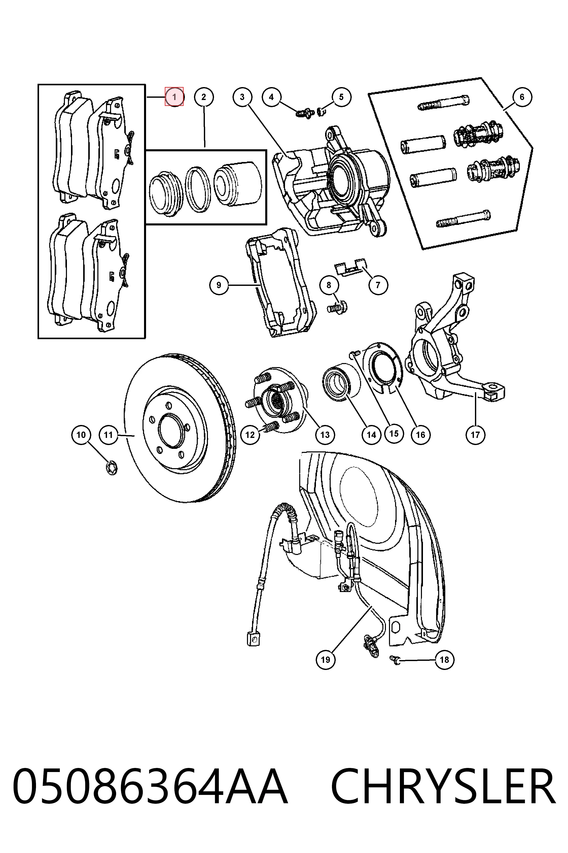 05086364AA Chrysler Передні гальмівні колодки