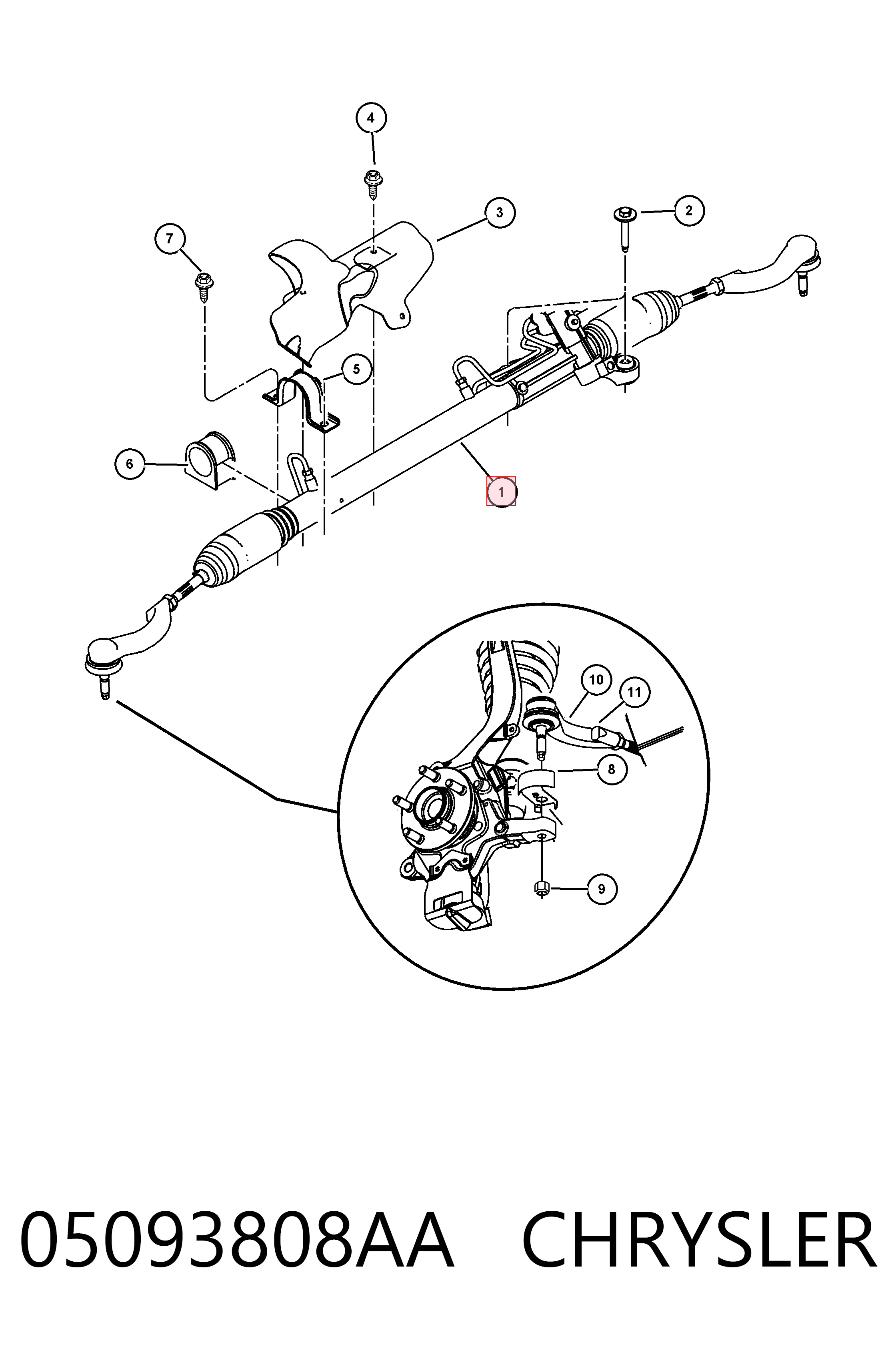 K04764920AI Fiat/Alfa/Lancia Рейковий рульовий механізм