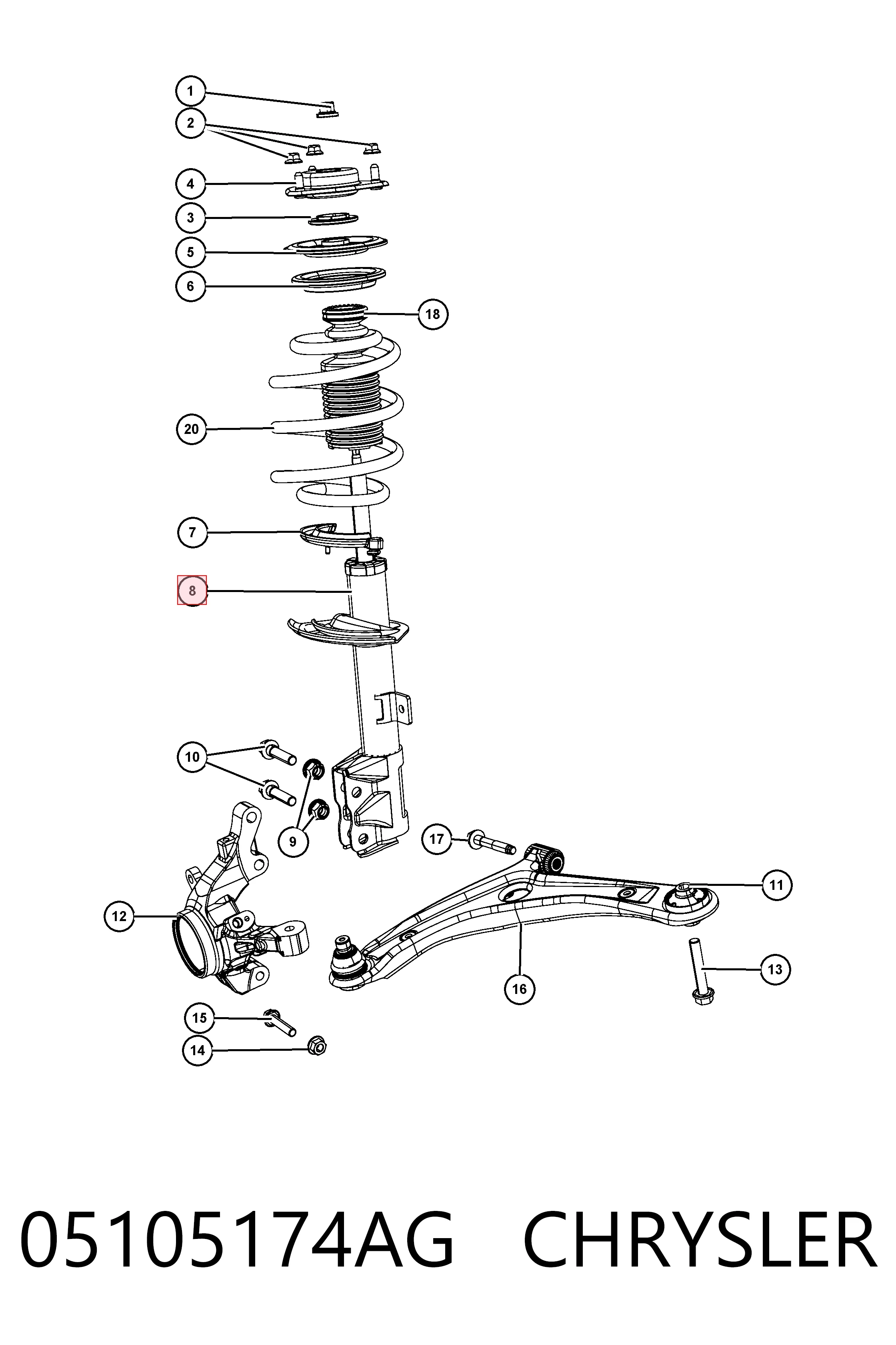K05105174AF Fiat/Alfa/Lancia Амортизатор передньої підвіски