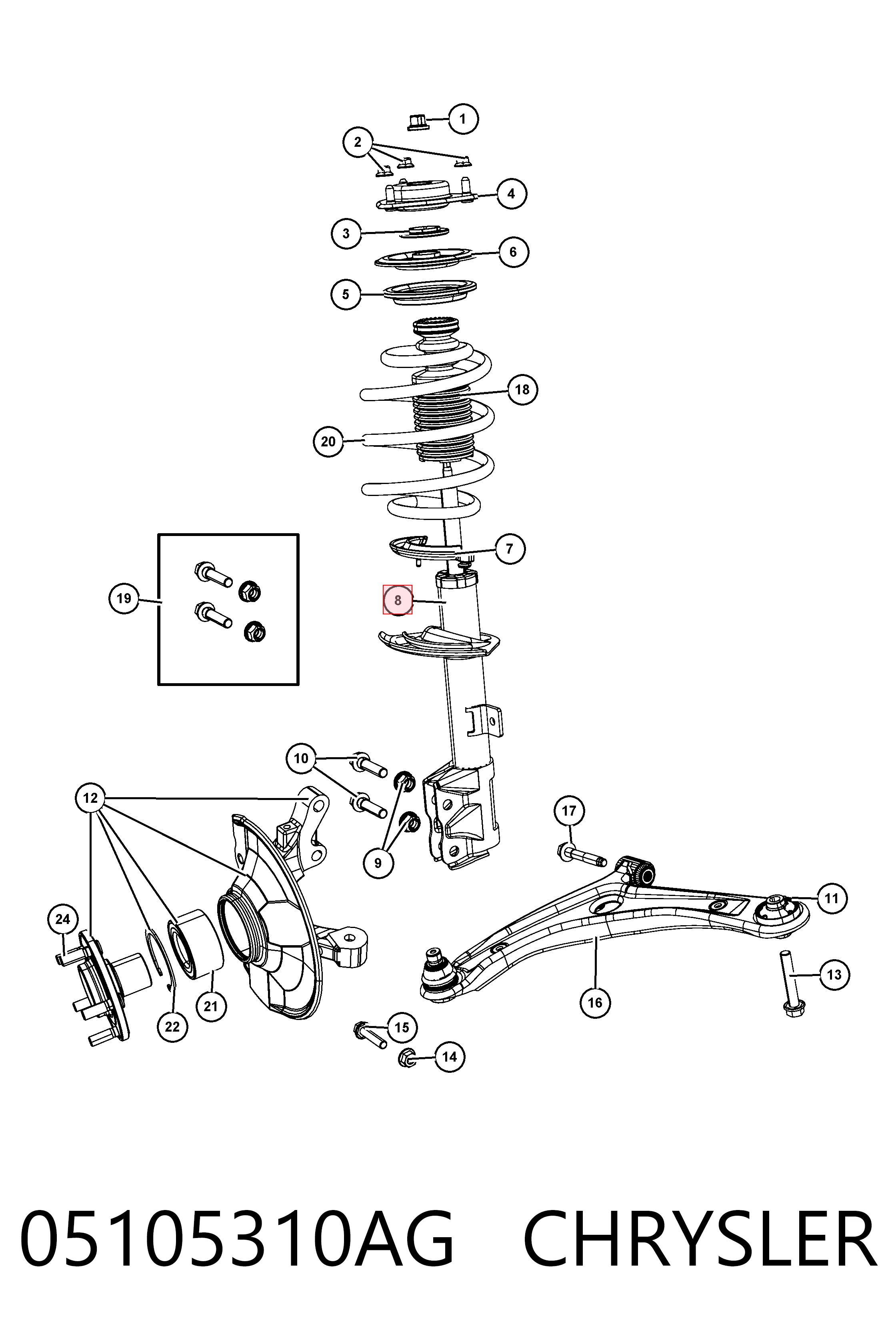 K05105310AH Fiat/Alfa/Lancia Амортизатор передньої підвіски