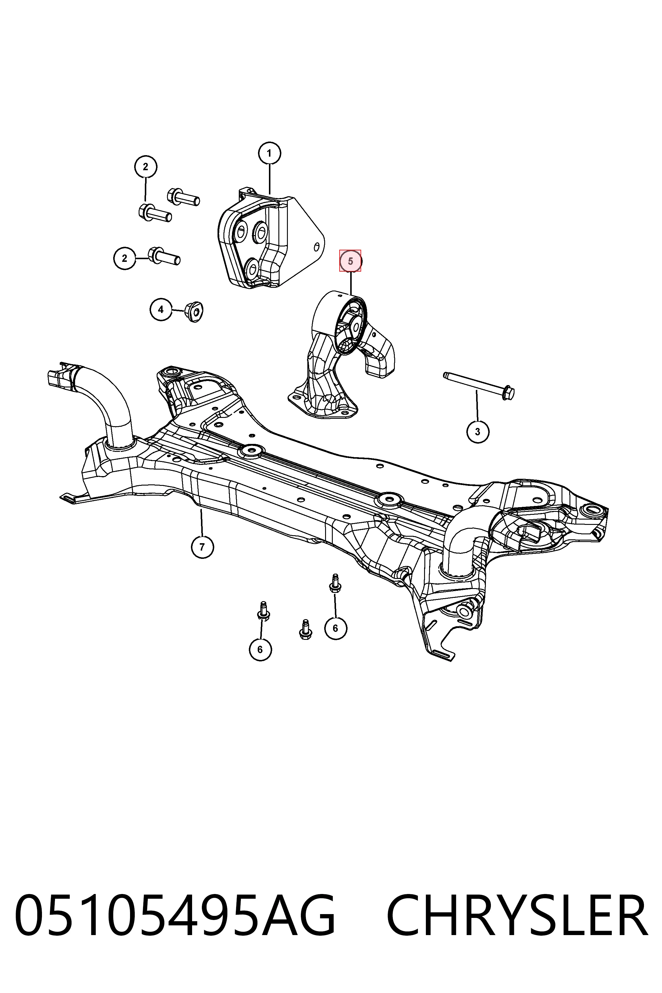 Подушка трансмісії (опора коробки передач) Fiat/Alfa/Lancia K05105495AI ціна, від 36.56 USD