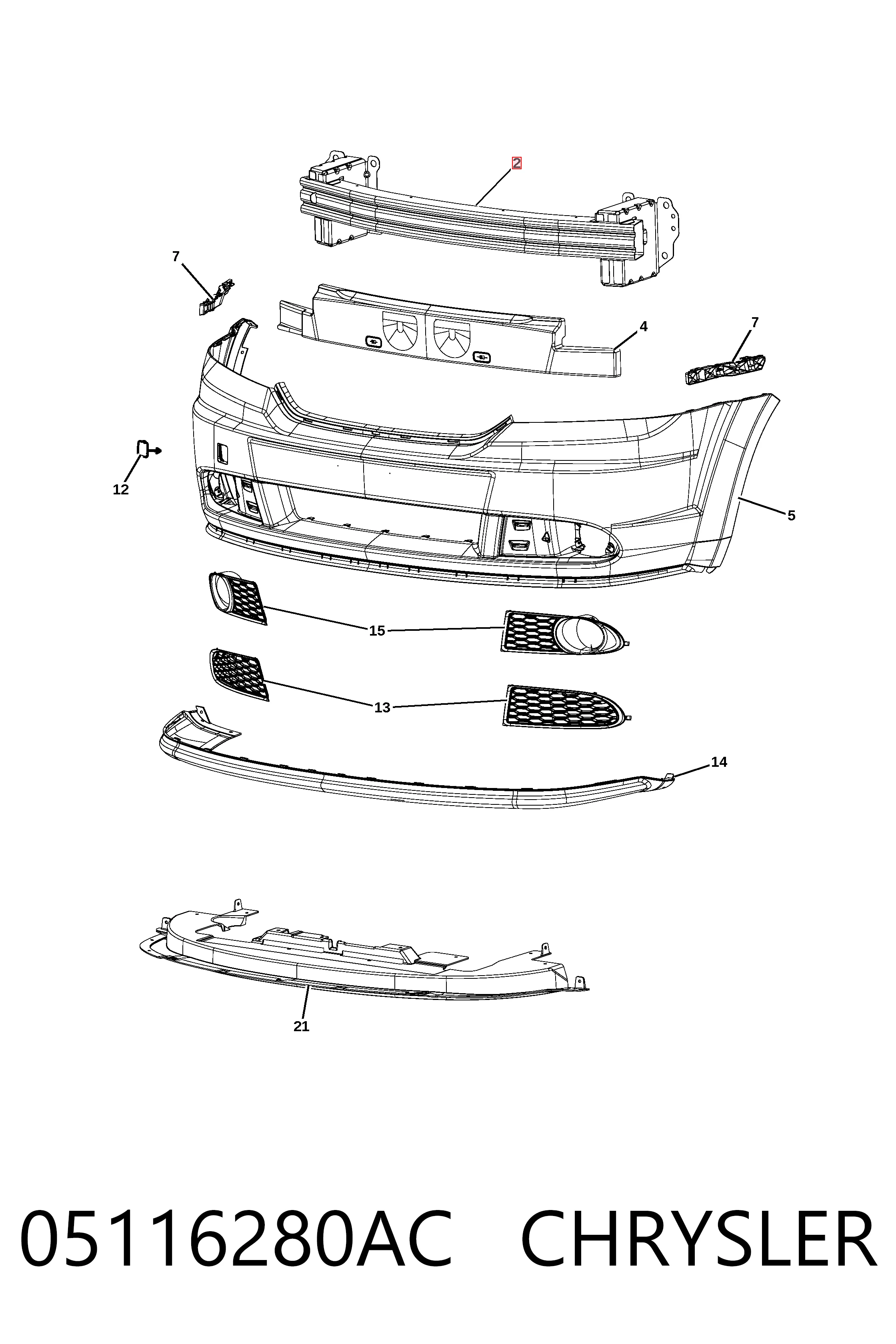Шина бампера переднього KLARKSONAS PDG44512ABK ціна, від 111.24 USD