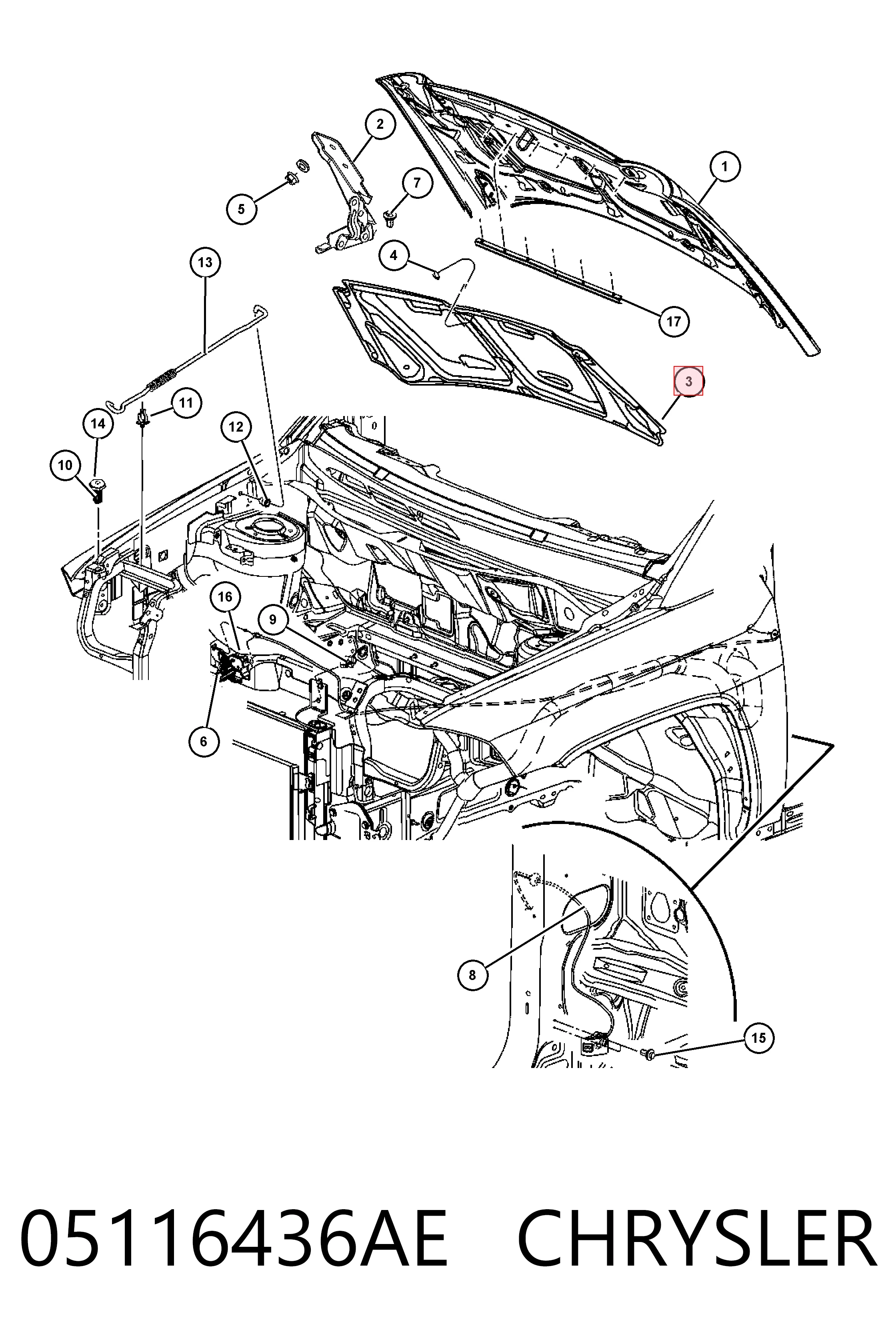 K05116436AC Fiat/Alfa/Lancia Утеплювач капота