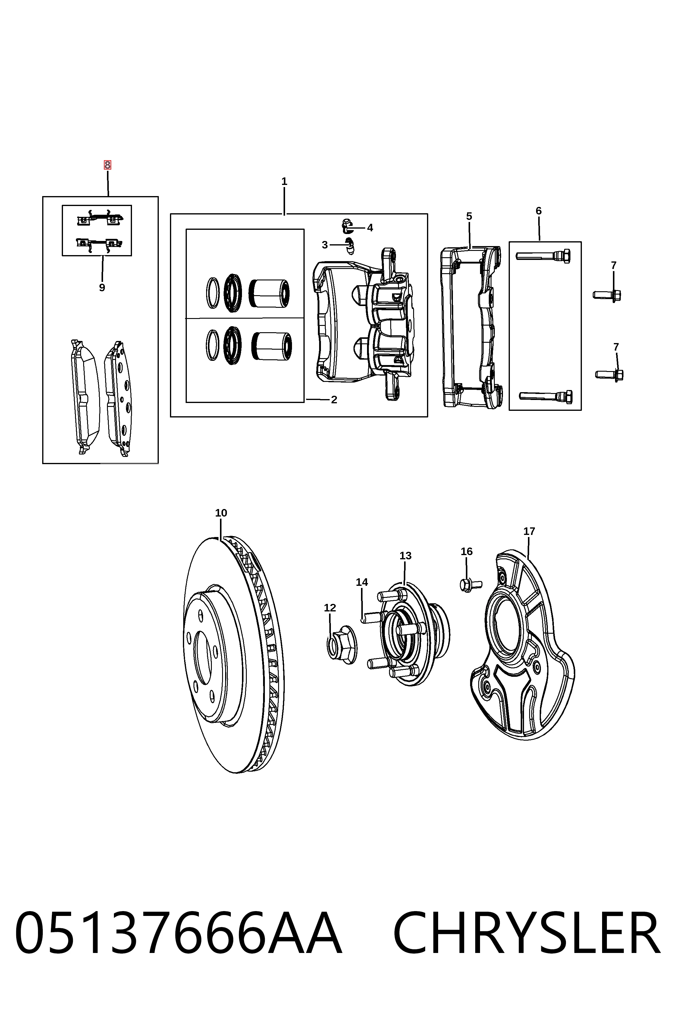 05137666AA Chrysler Передні гальмівні колодки