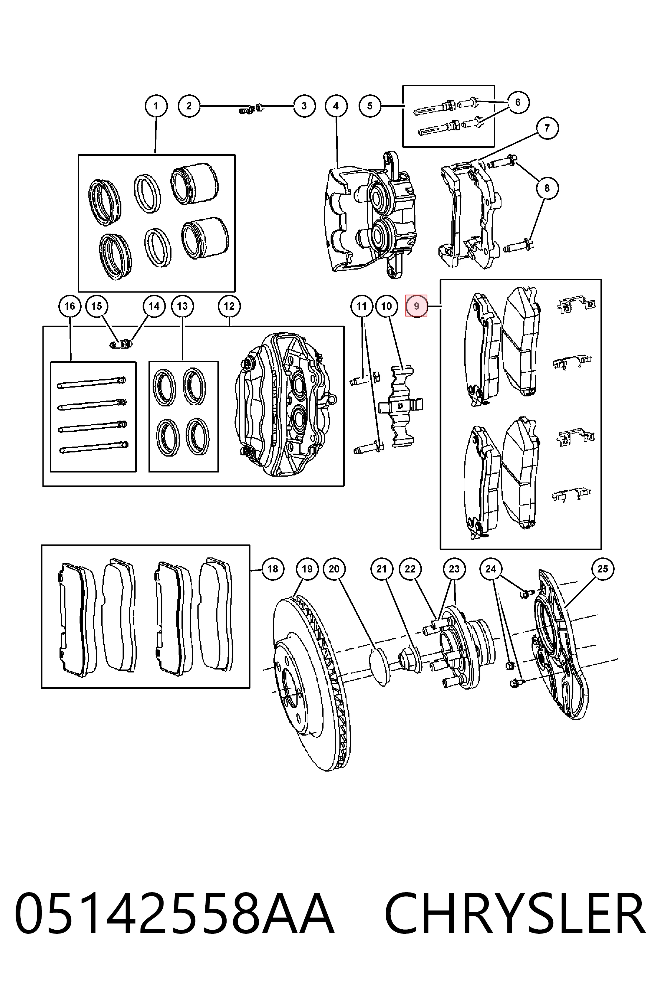 05142558AA Chrysler Передні гальмівні колодки